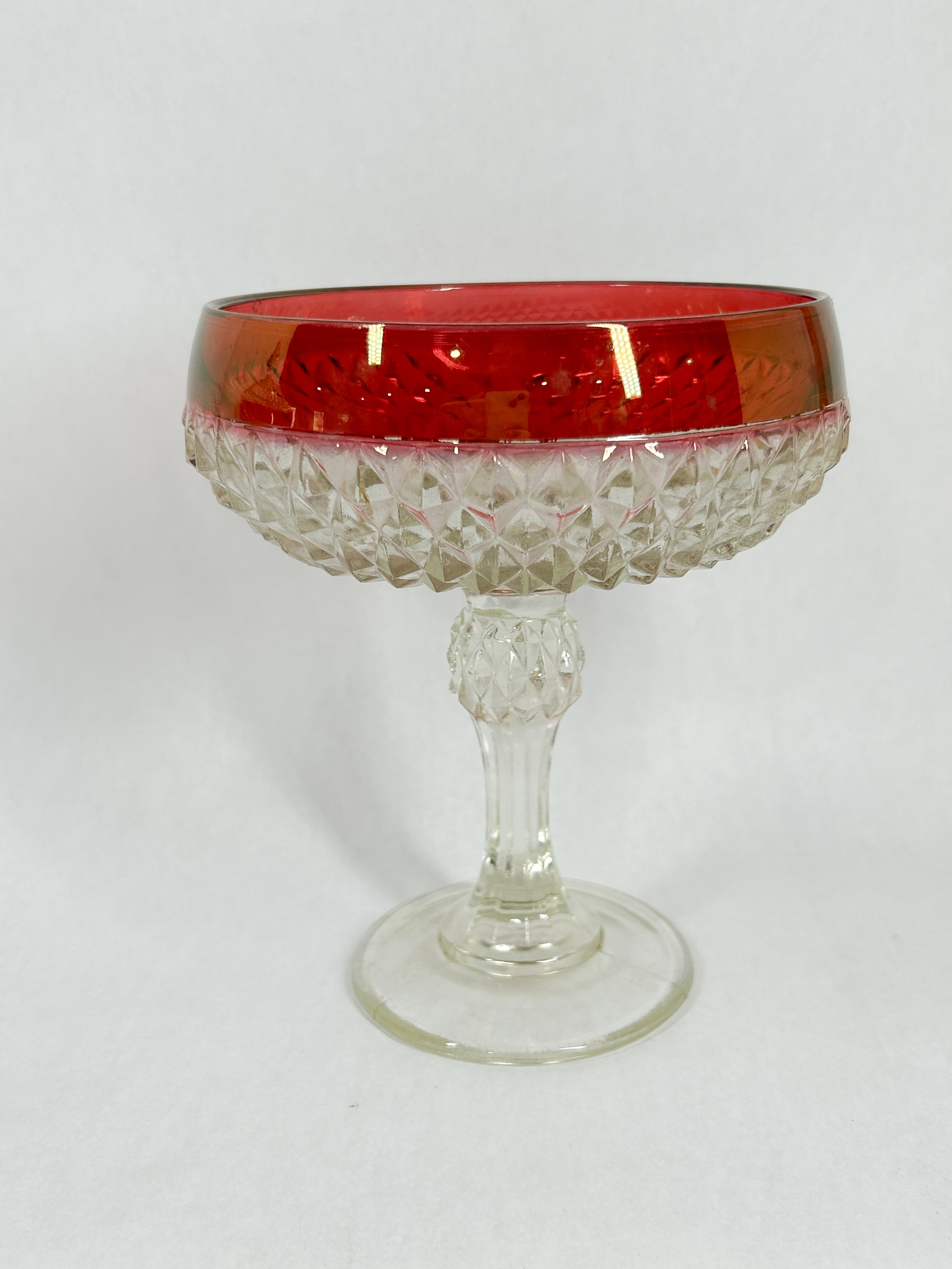 INDIANA RUBY STAINED DIAMOND POINT GLASS TABLEWARE