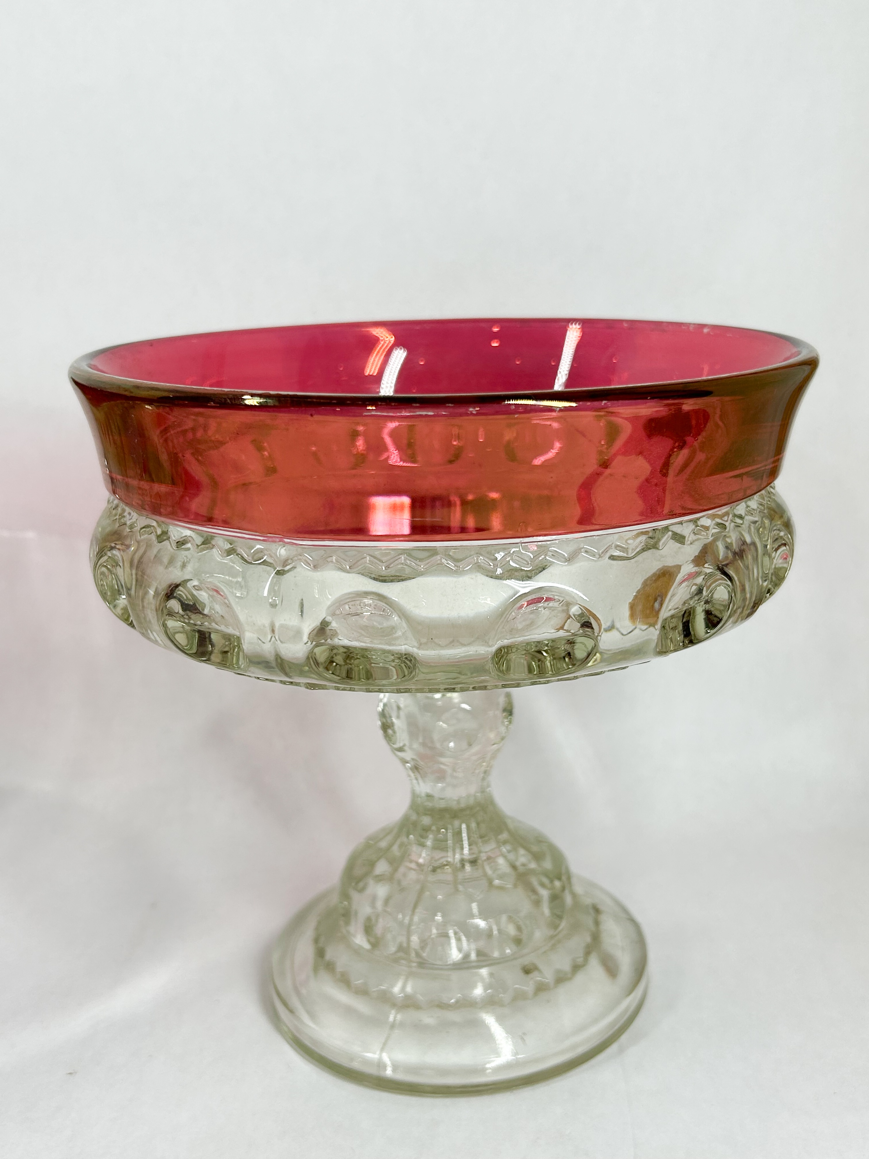 INDIANA KINGS CROWN RUBY STAINED GLASS COMPOTES