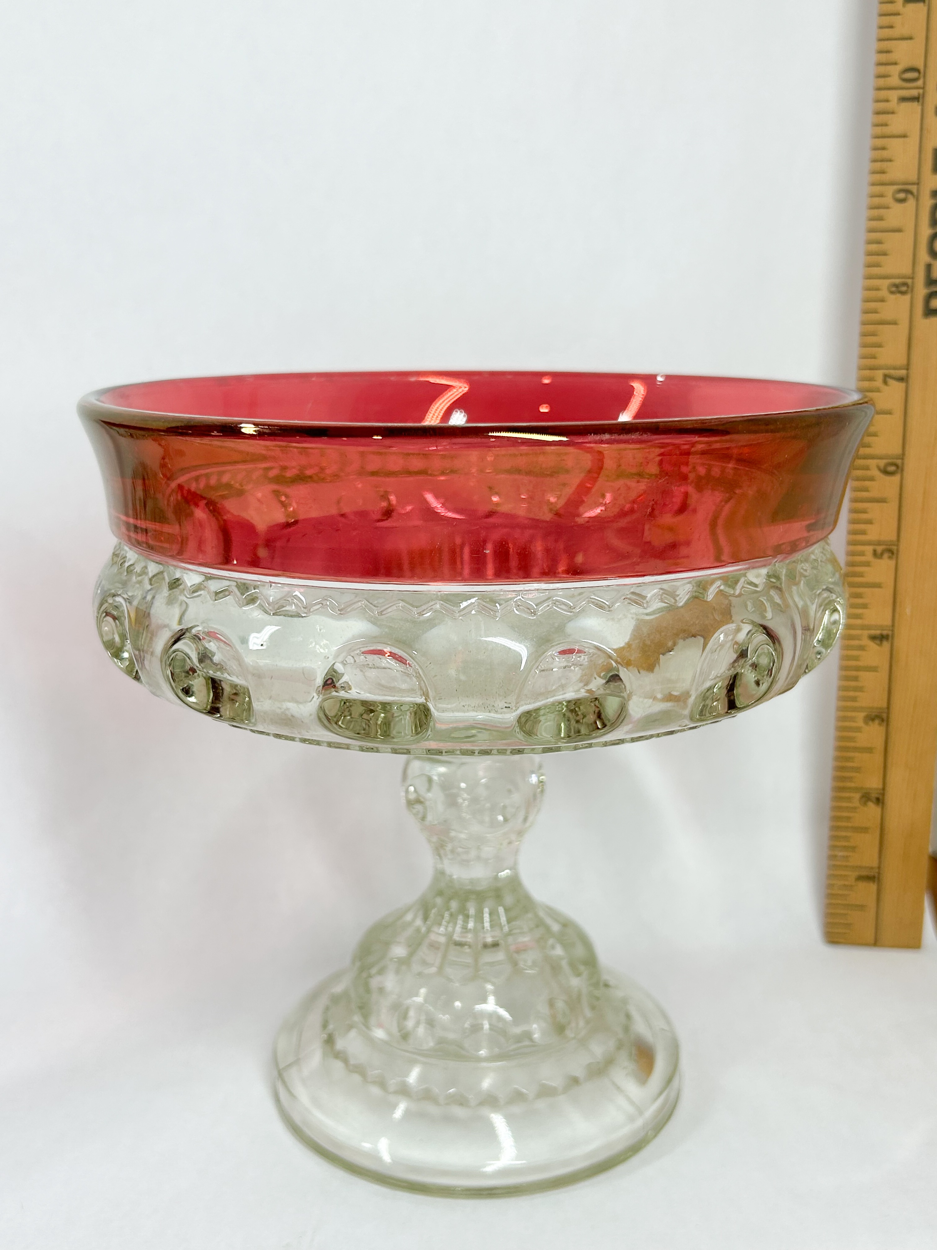 INDIANA KINGS CROWN RUBY STAINED GLASS COMPOTES