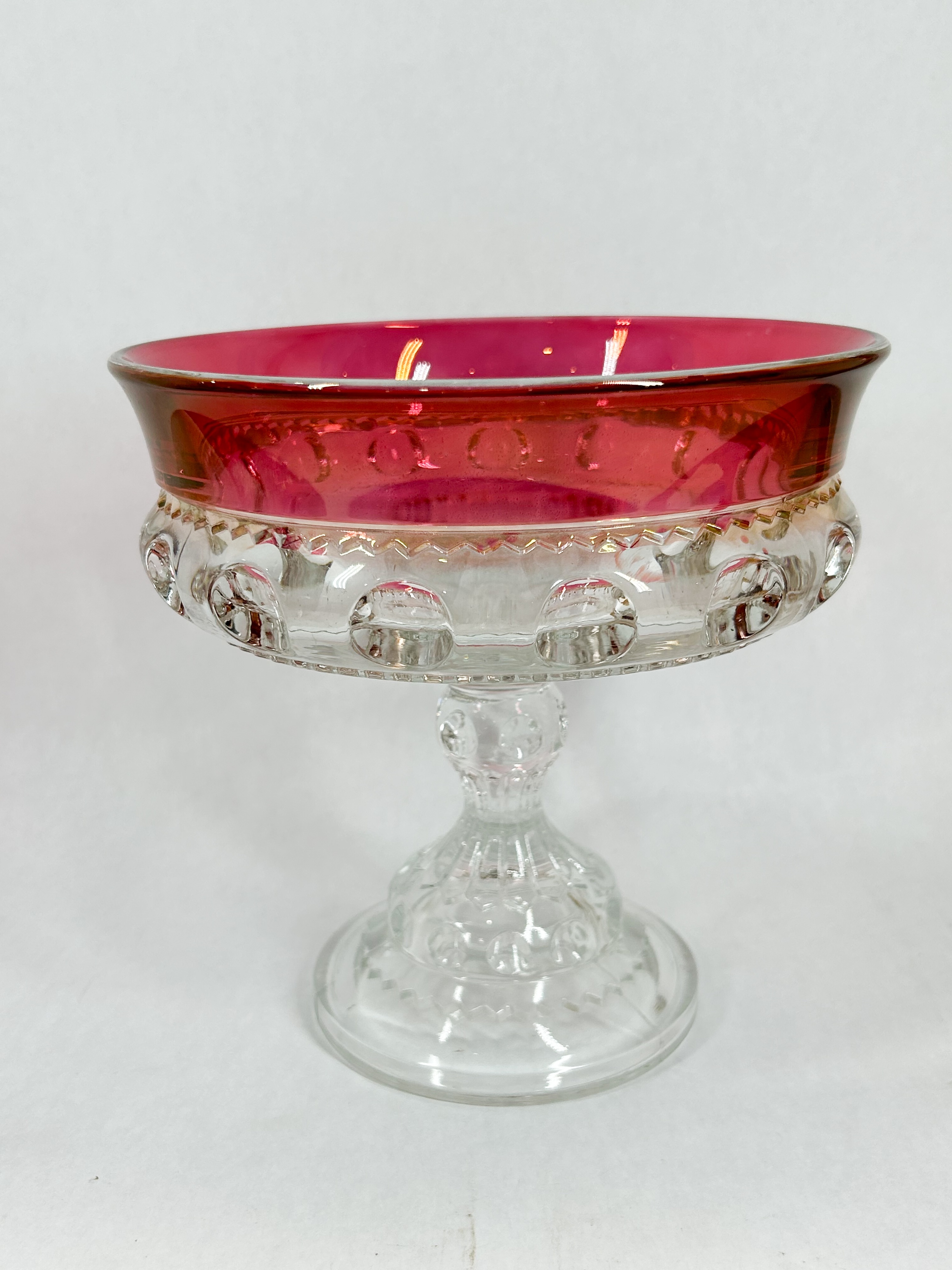 INDIANA KINGS CROWN RUBY STAINED GLASS COMPOTES