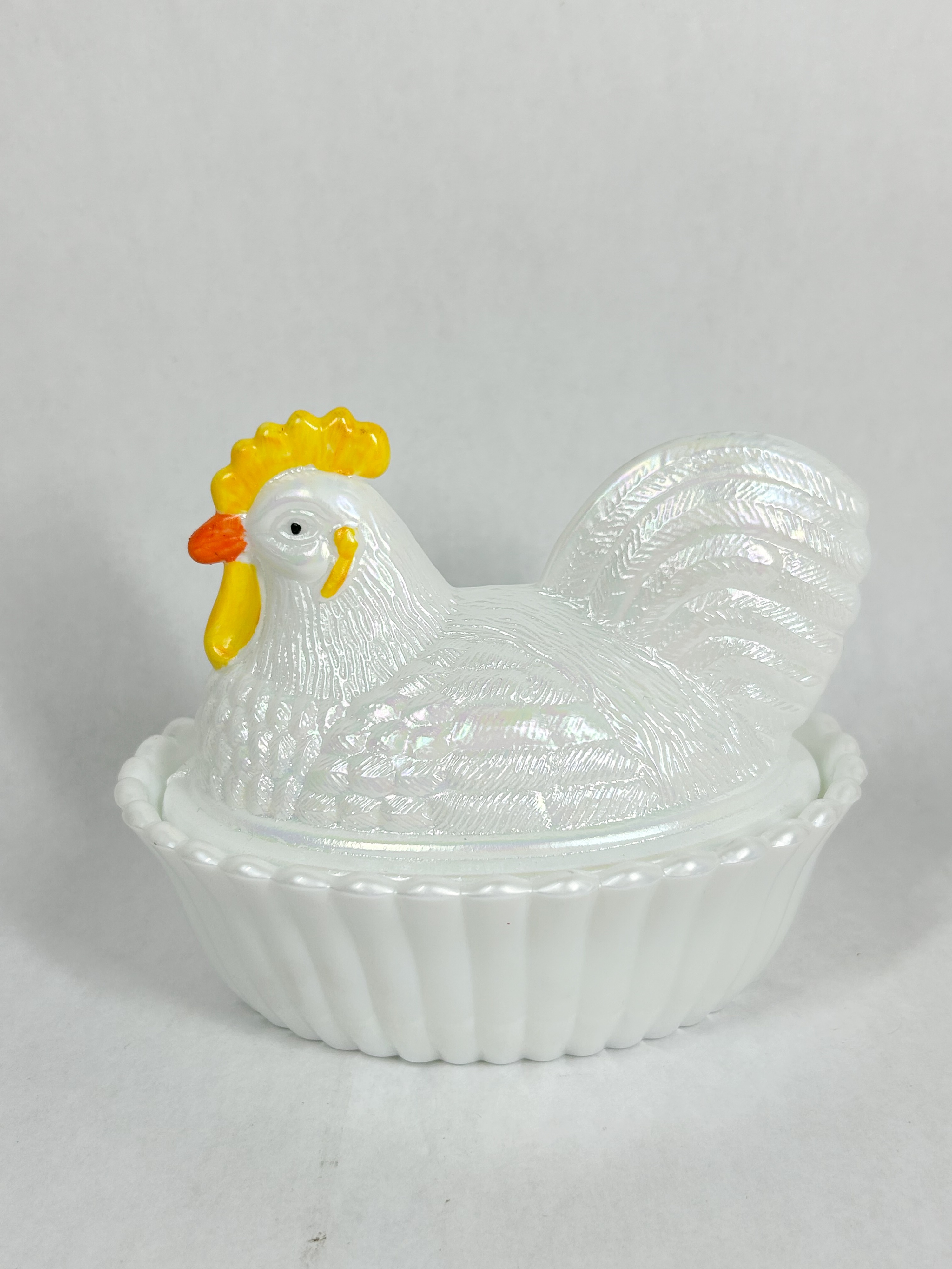 WESTMORELAND x ROSSO IRIDESCENT MILK GLASS HEN