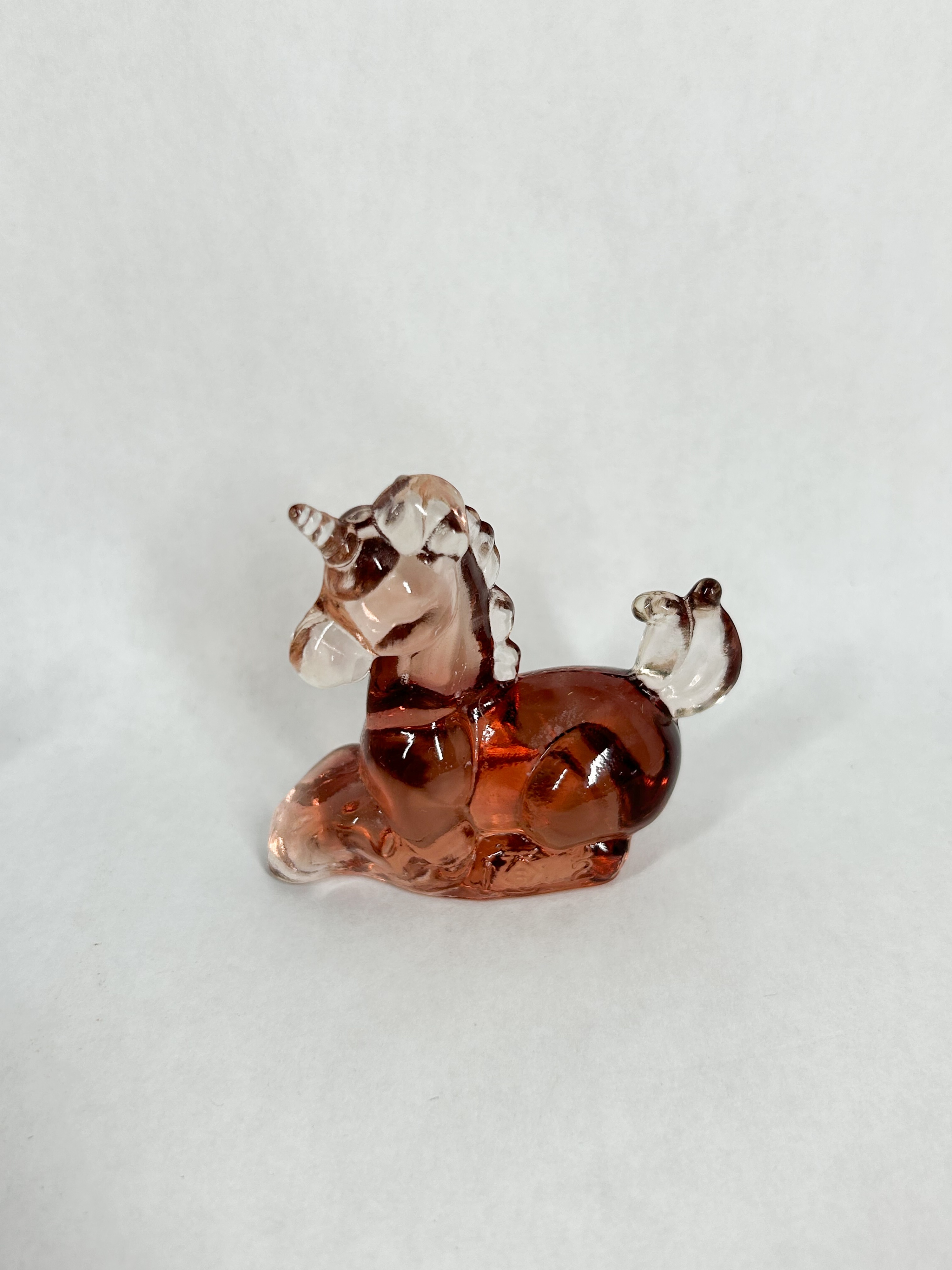 BOYD PEACH GLASS UNICORN FIGURINE