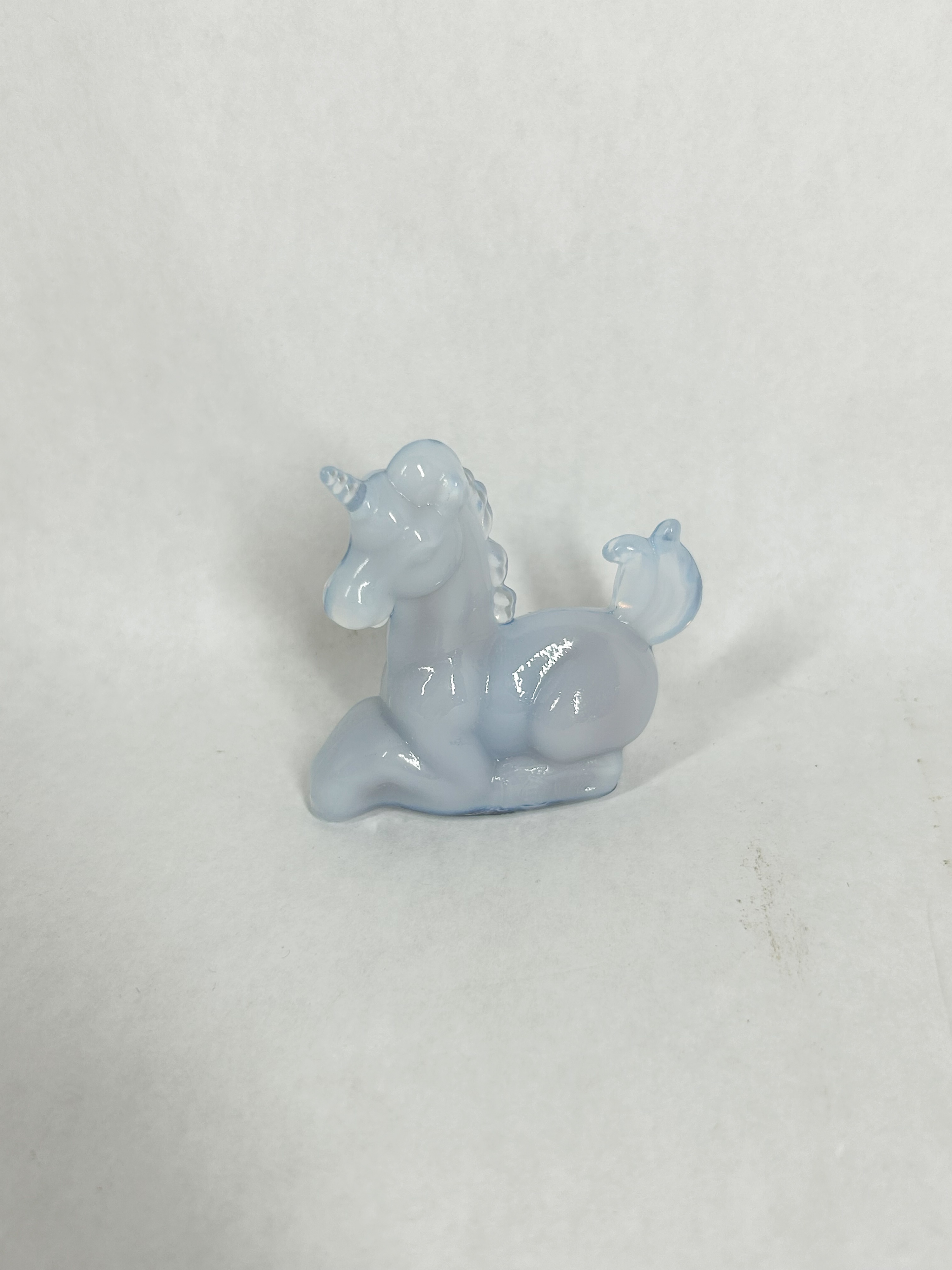 BOYD BLUE SATIN GLASS UNICORN