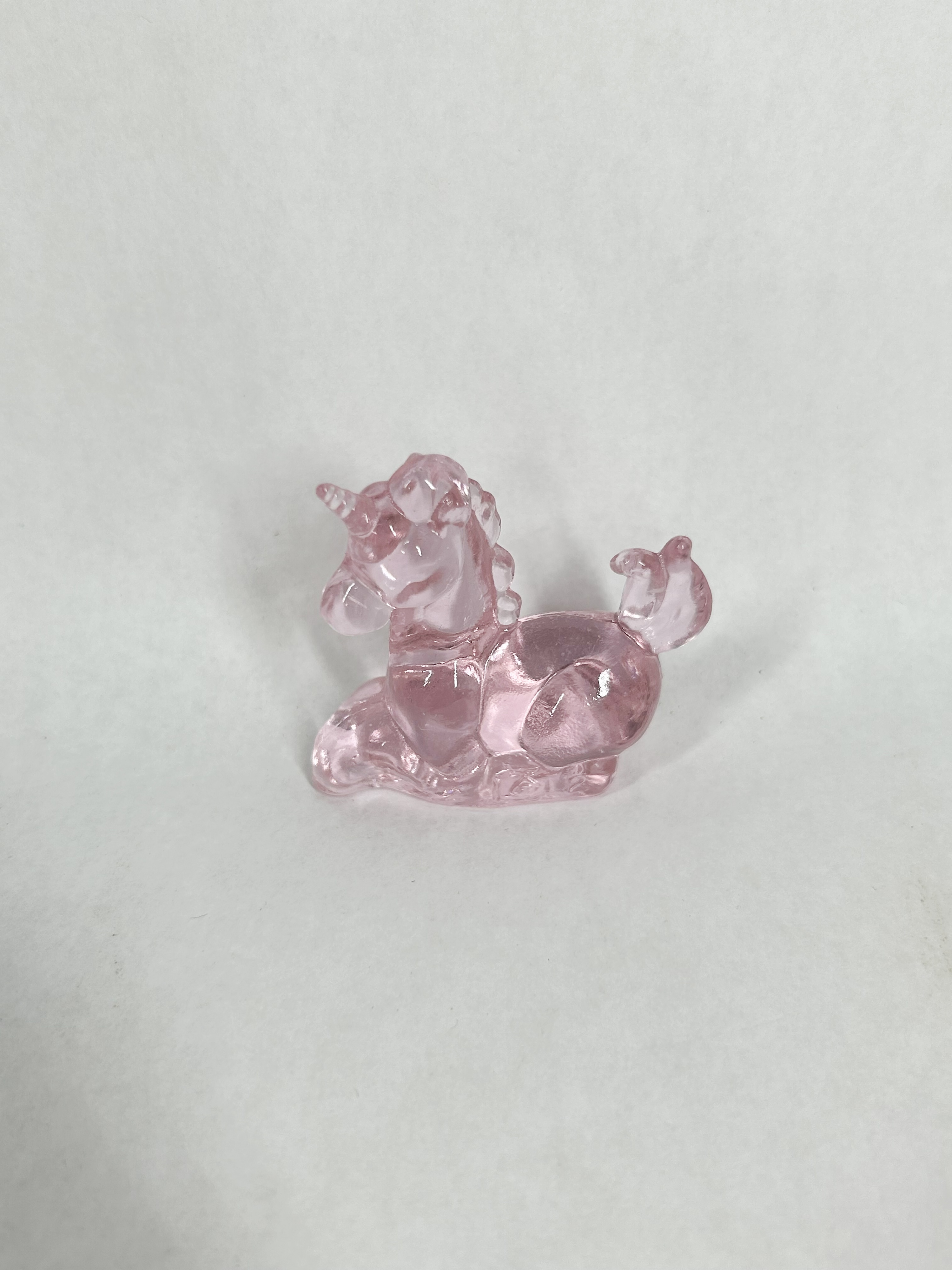 BOYD PINK GLASS UNICORN FIGURINE, 1982