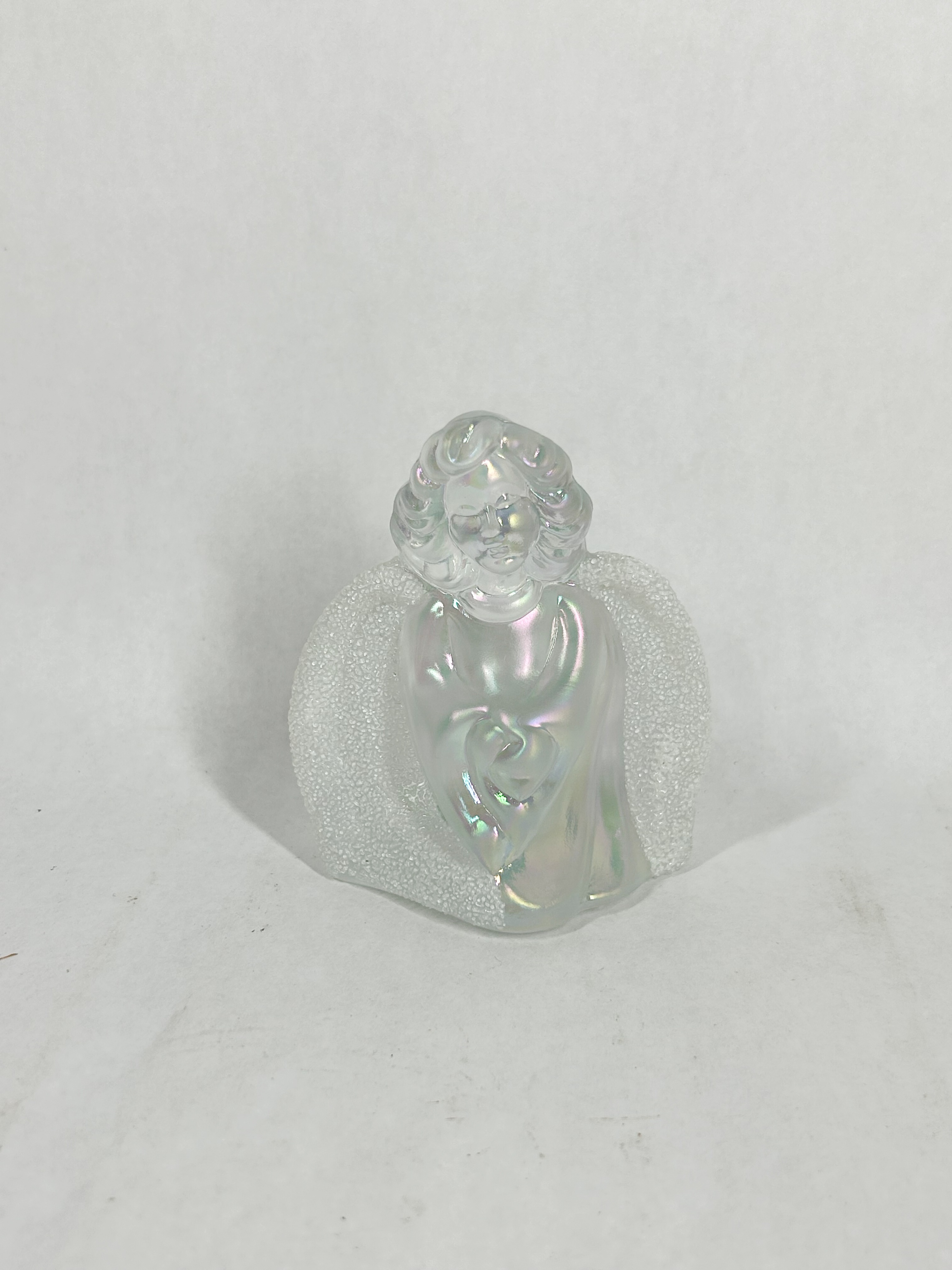 IRIDESCENT GLASS PRAYING ANGEL FIGURINE