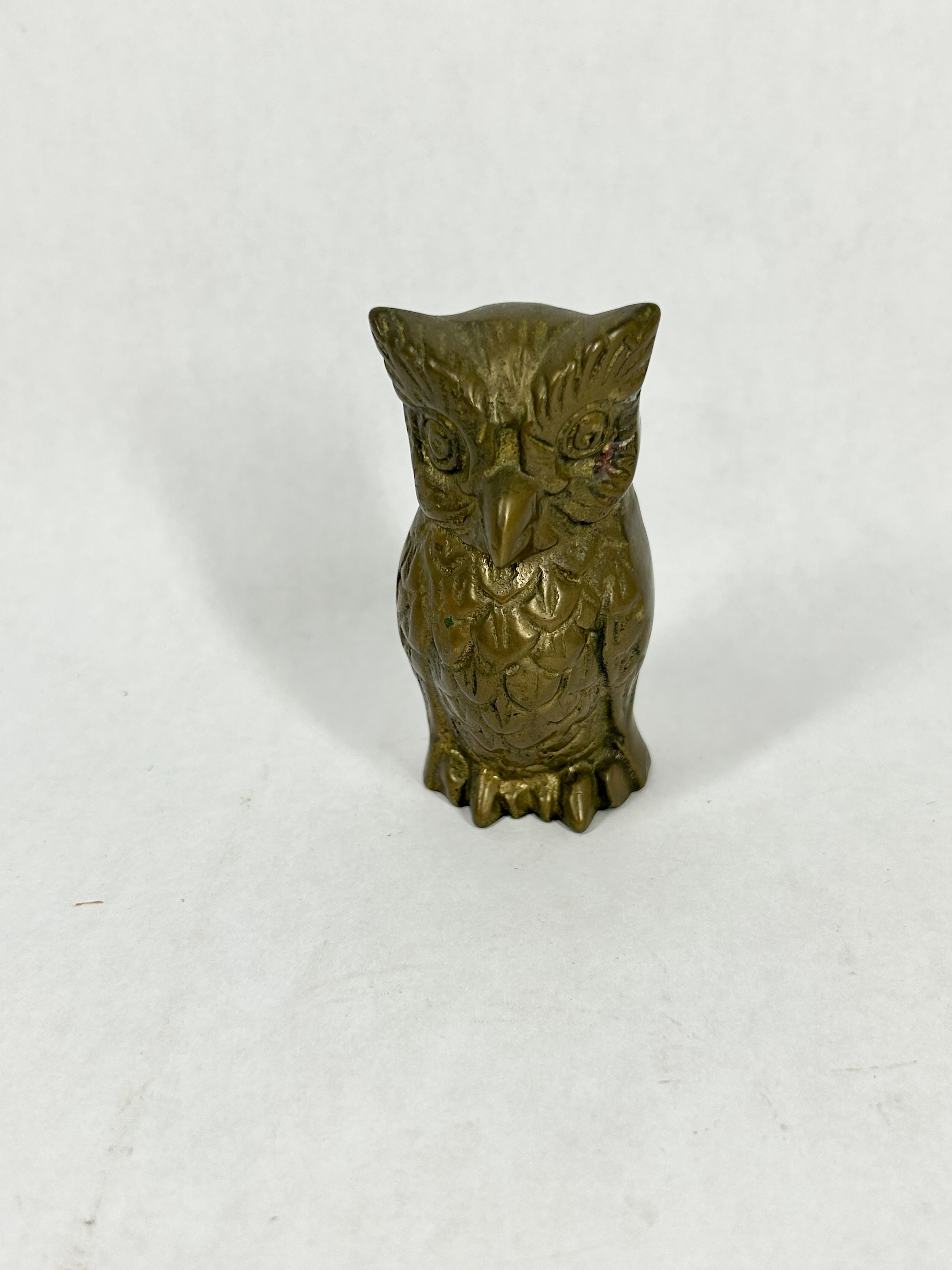 MID-CENTURY CAST BRASS OWL FIGURINE