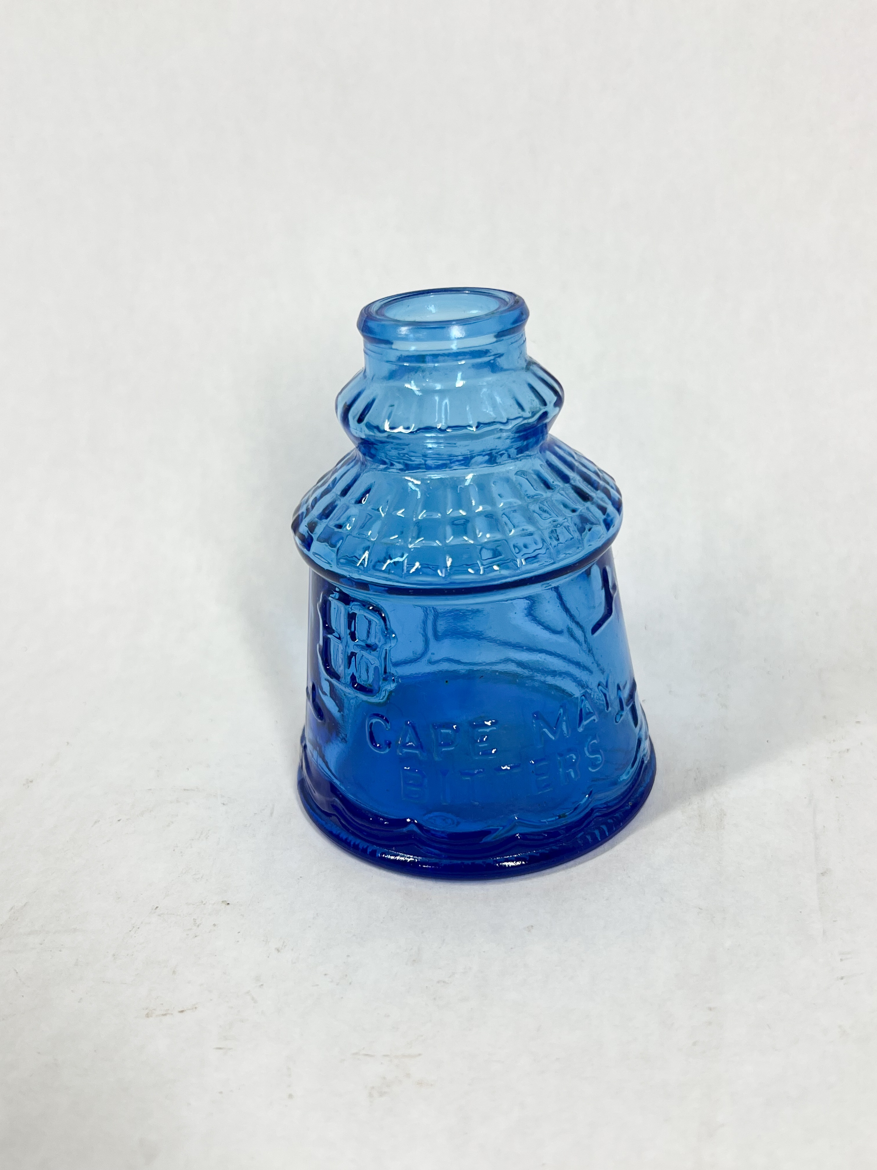 TWO BLUE GLASS OWL AND BOTTLE