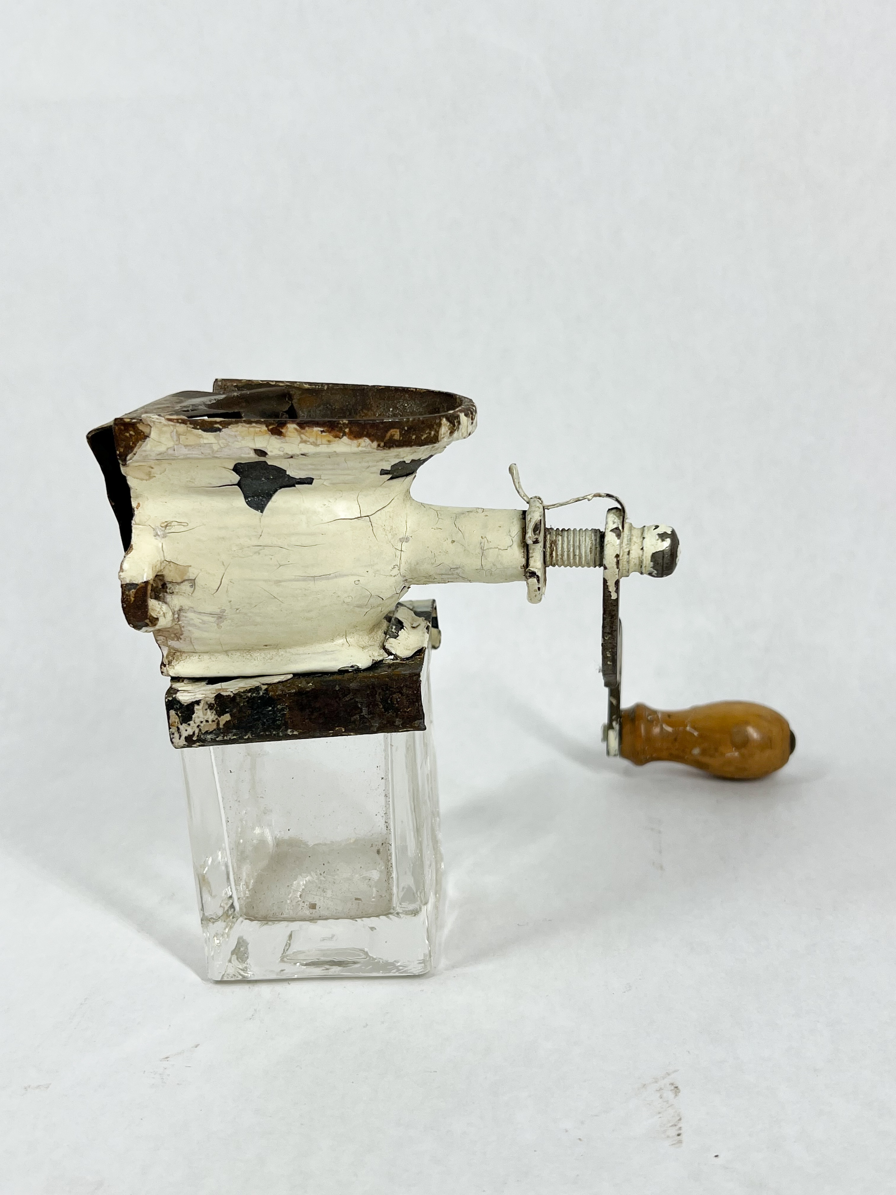 MINIATURE CAST IRON AND GLASS SPICE GRINDER