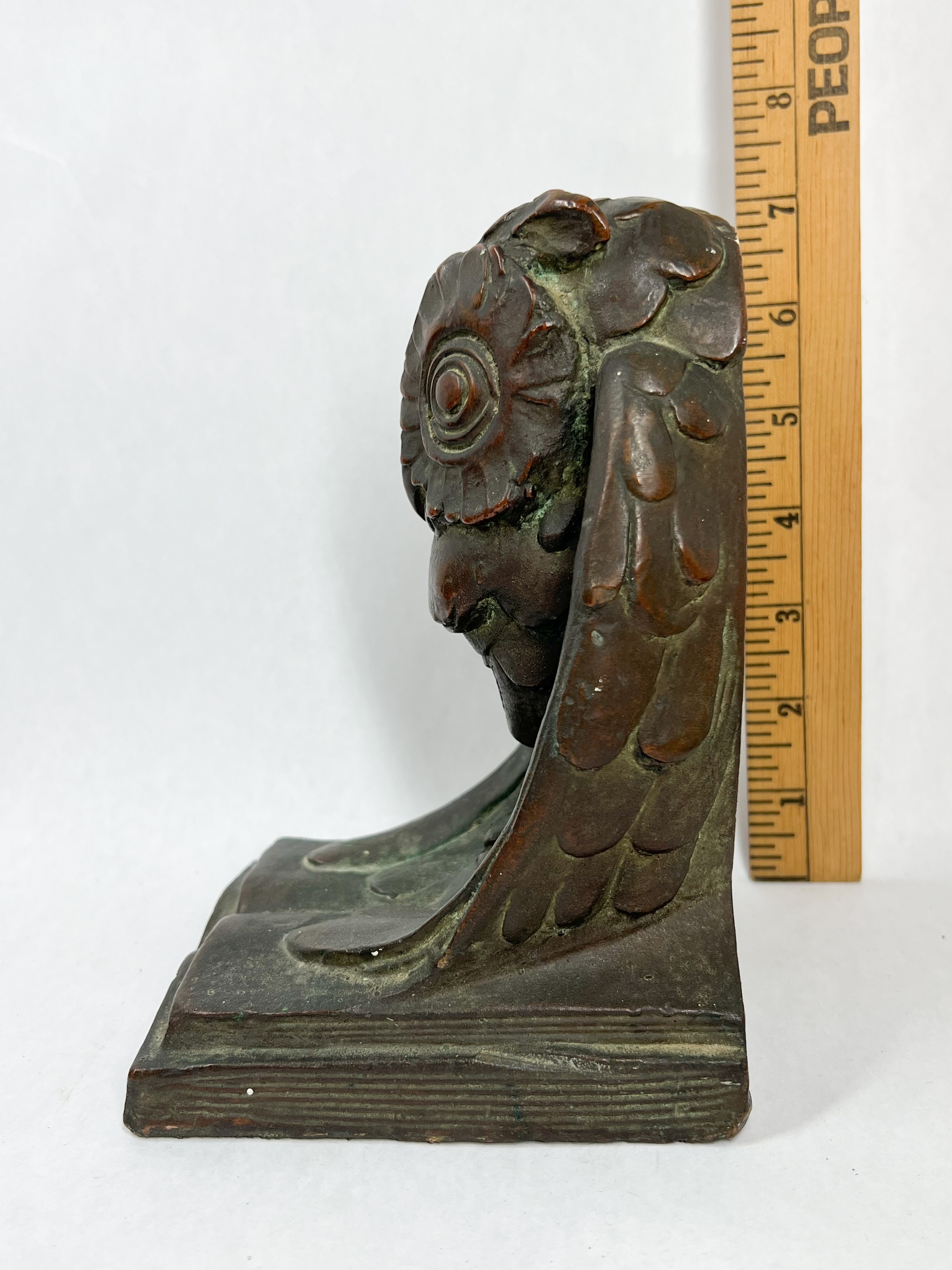 ARTBRONZ BRONZE CLAD OWL BOOKENDS