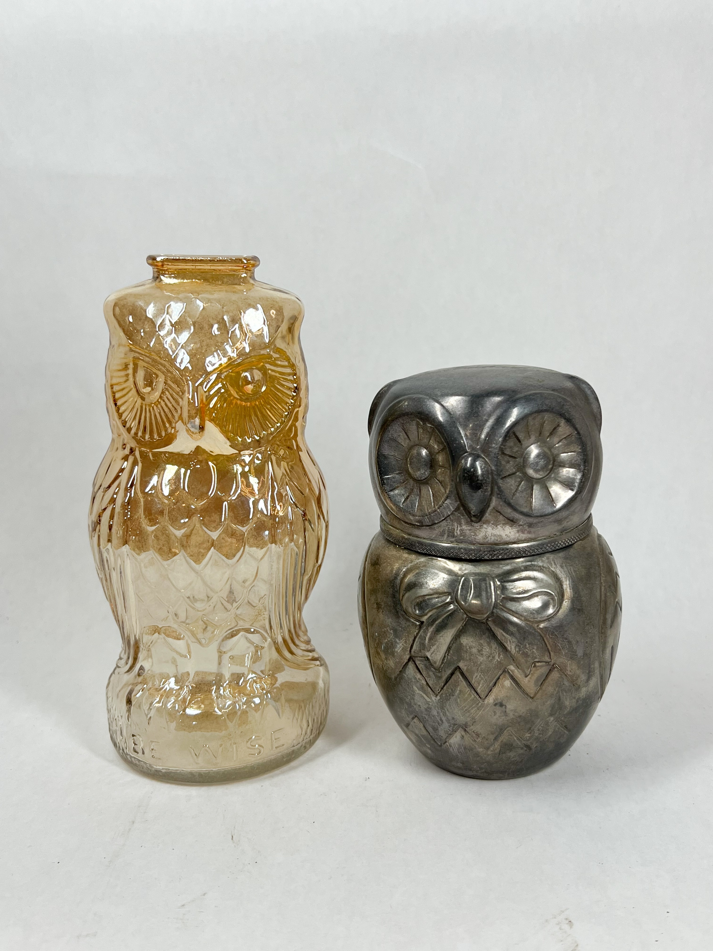 TWO FIGURAL OWL BANKS