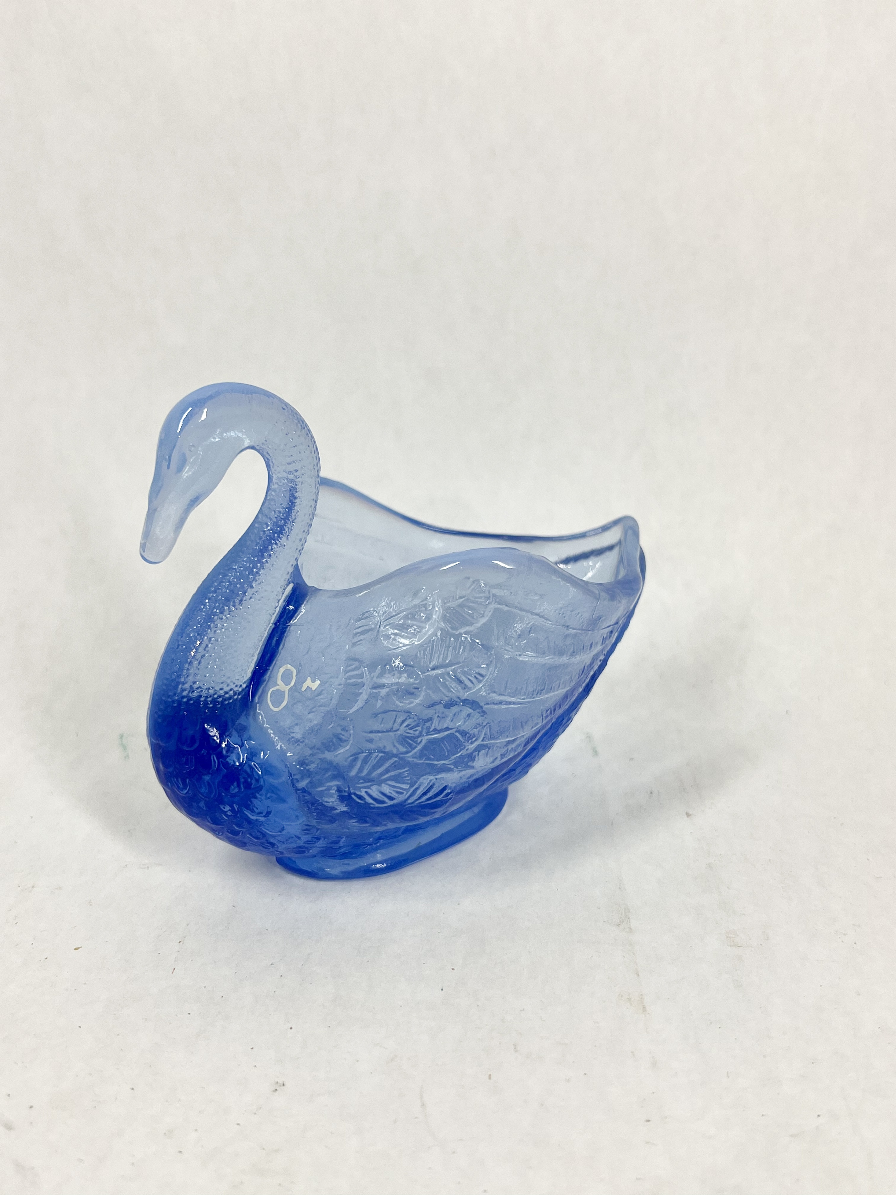 FENTON BLUE SATIN GLASS SWAN