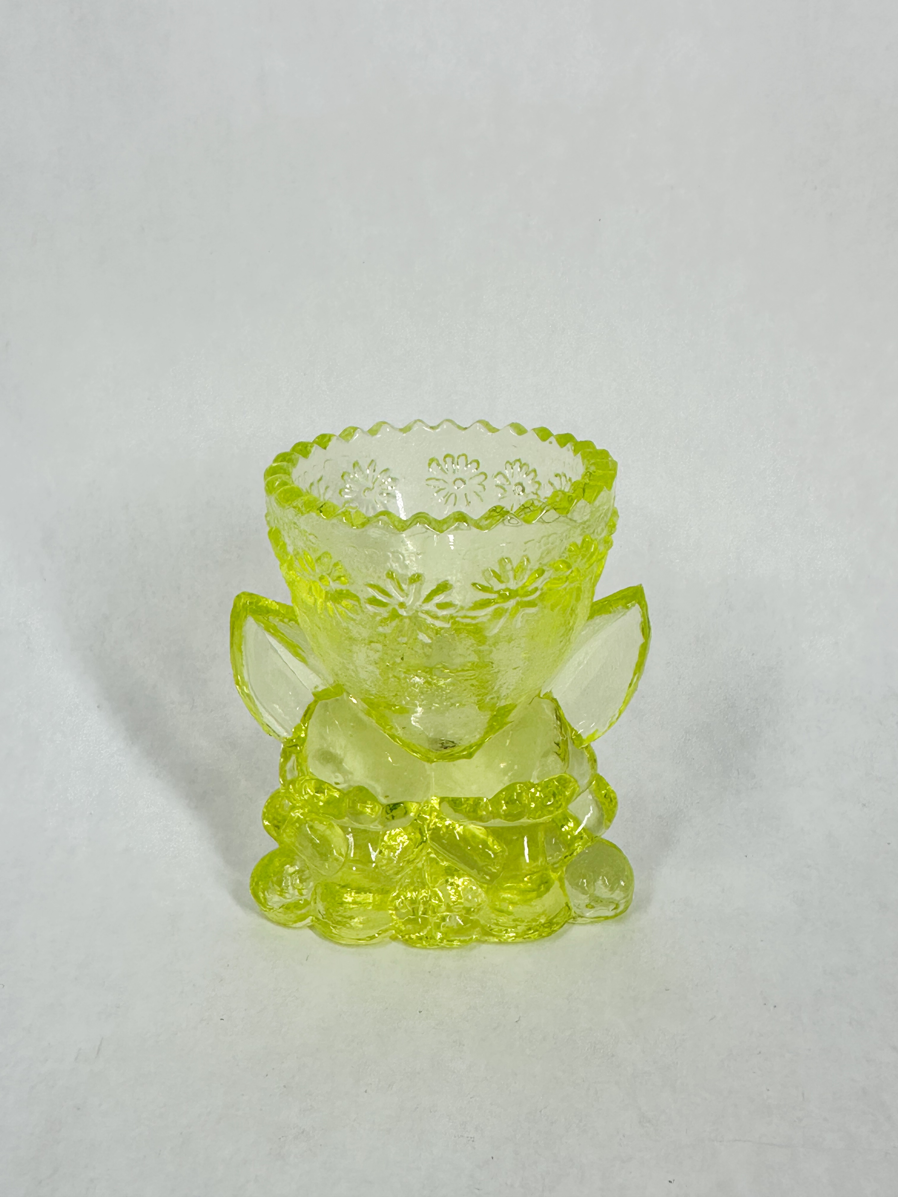 URANIUM GLASS ELEPHANT TOOTHPICK HOLDER