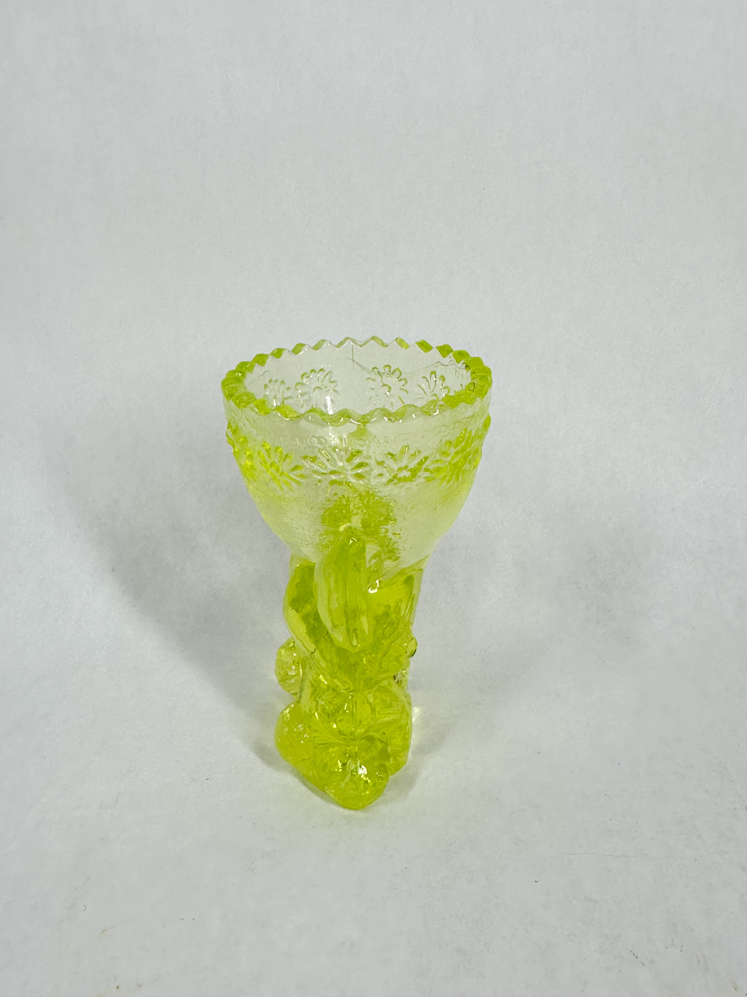 URANIUM GLASS ELEPHANT TOOTHPICK HOLDER