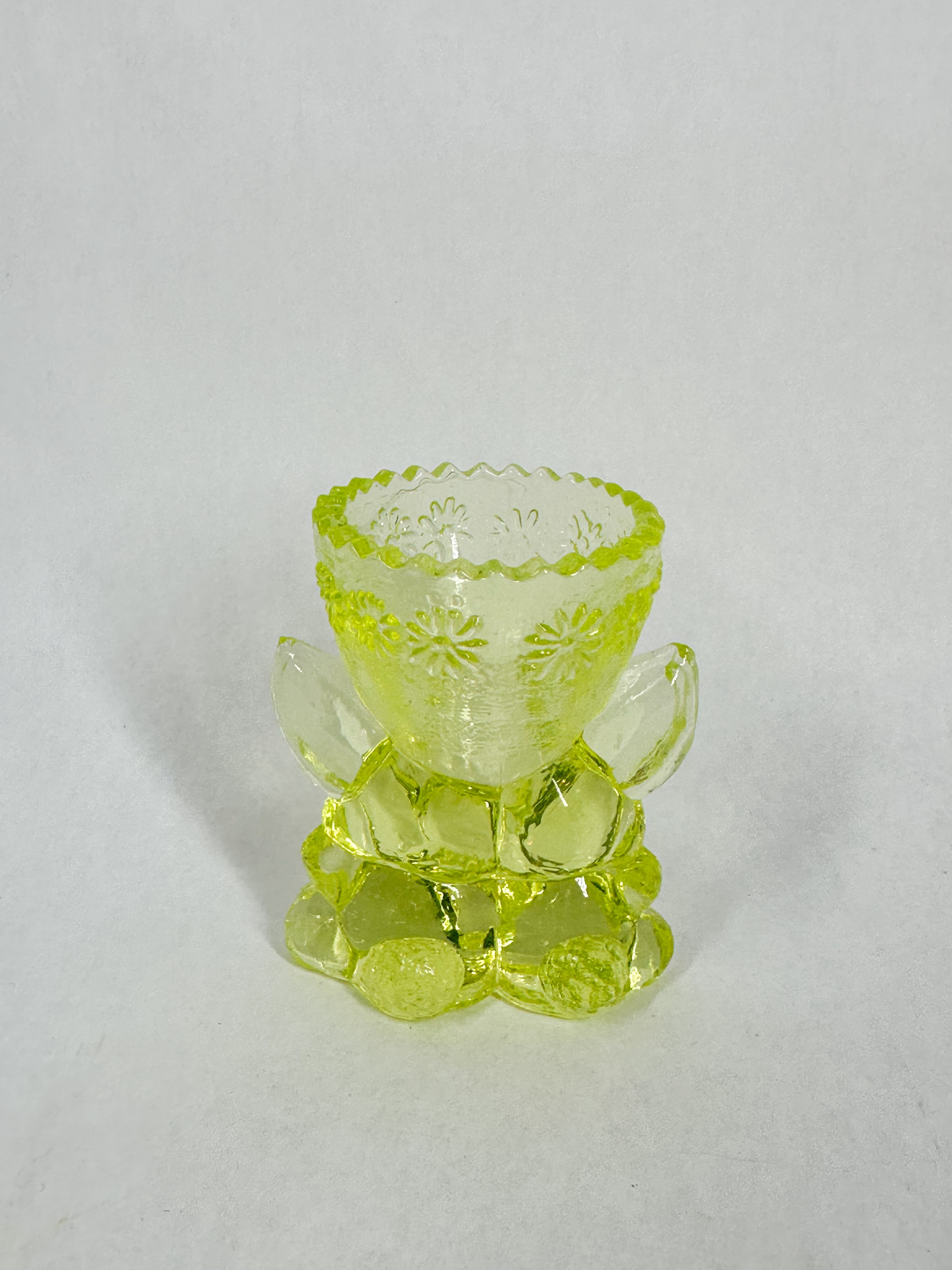 URANIUM GLASS ELEPHANT TOOTHPICK HOLDER