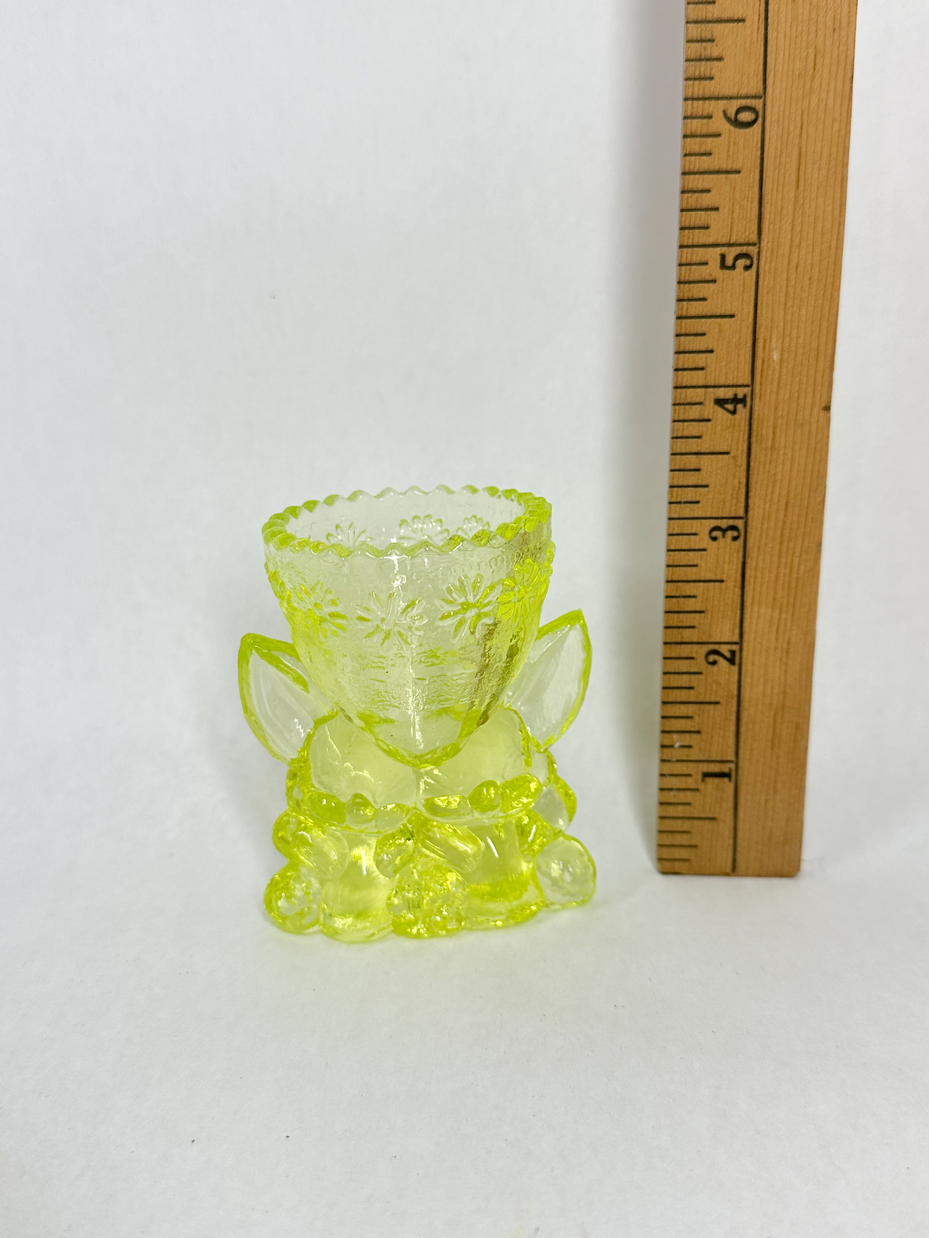URANIUM GLASS ELEPHANT TOOTHPICK HOLDER