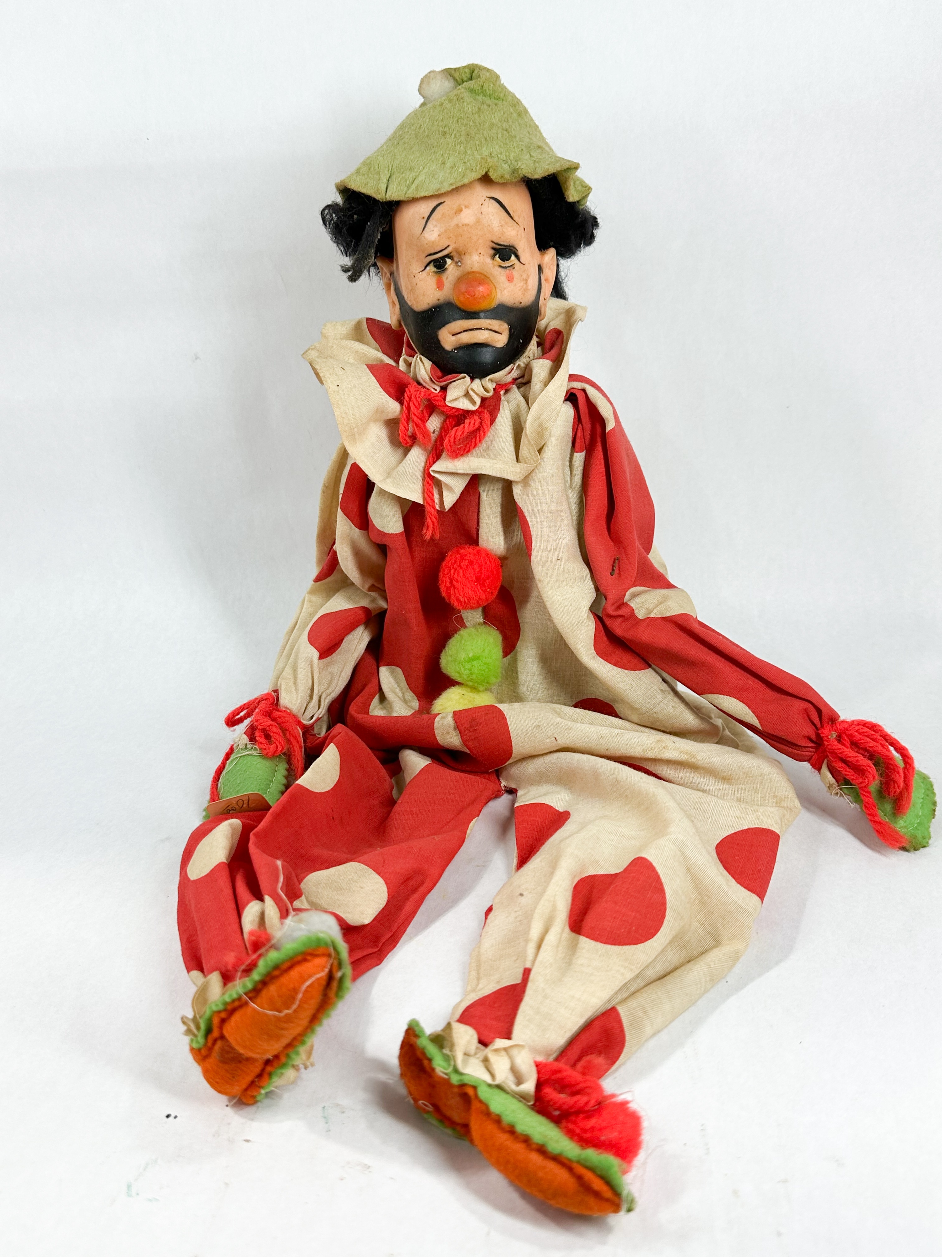 VINTAGE POLYCHROME HOBO CLOWN CHARACTER DOLL