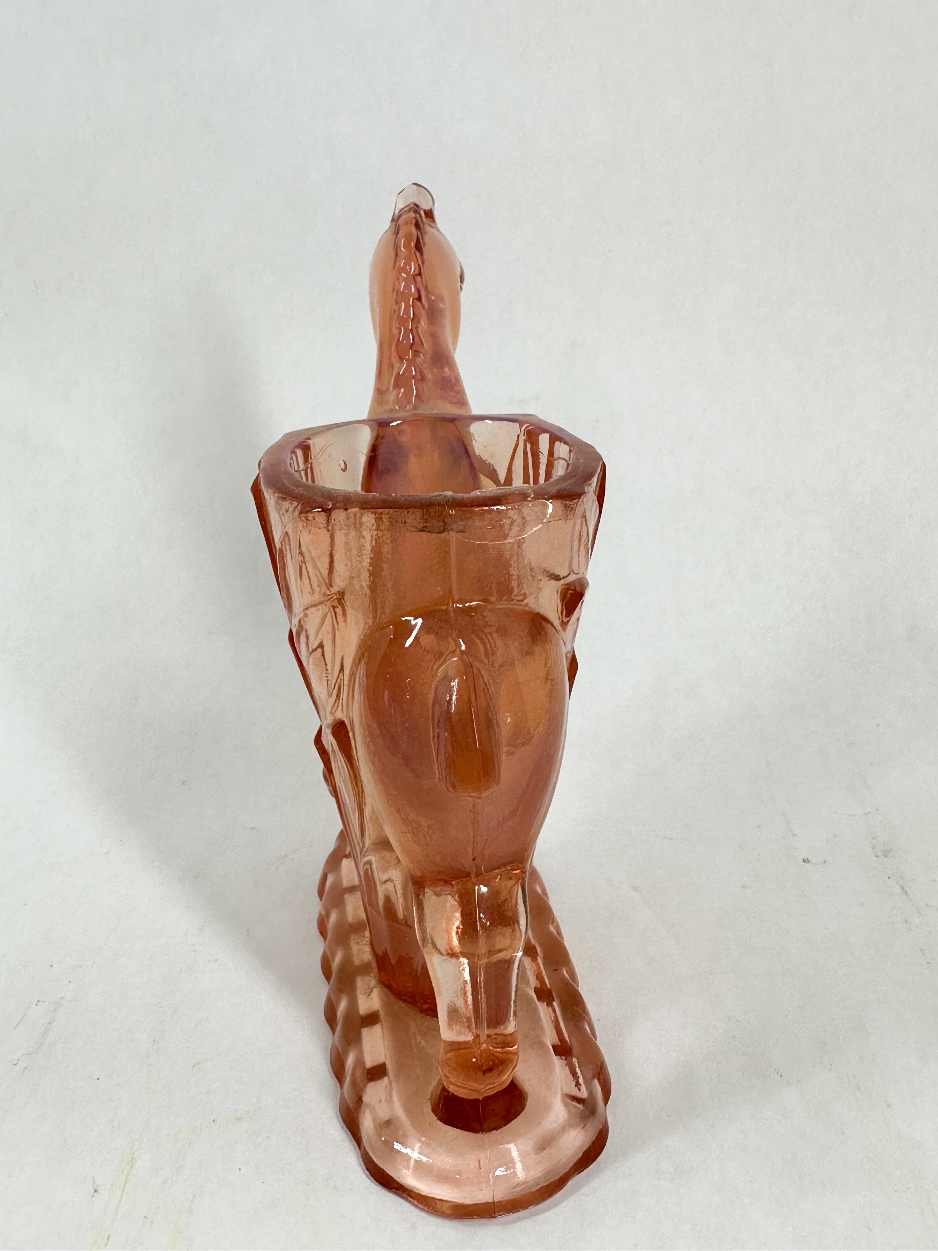 L.E. SMITH GLASS HORSE AND BUTTON TIN