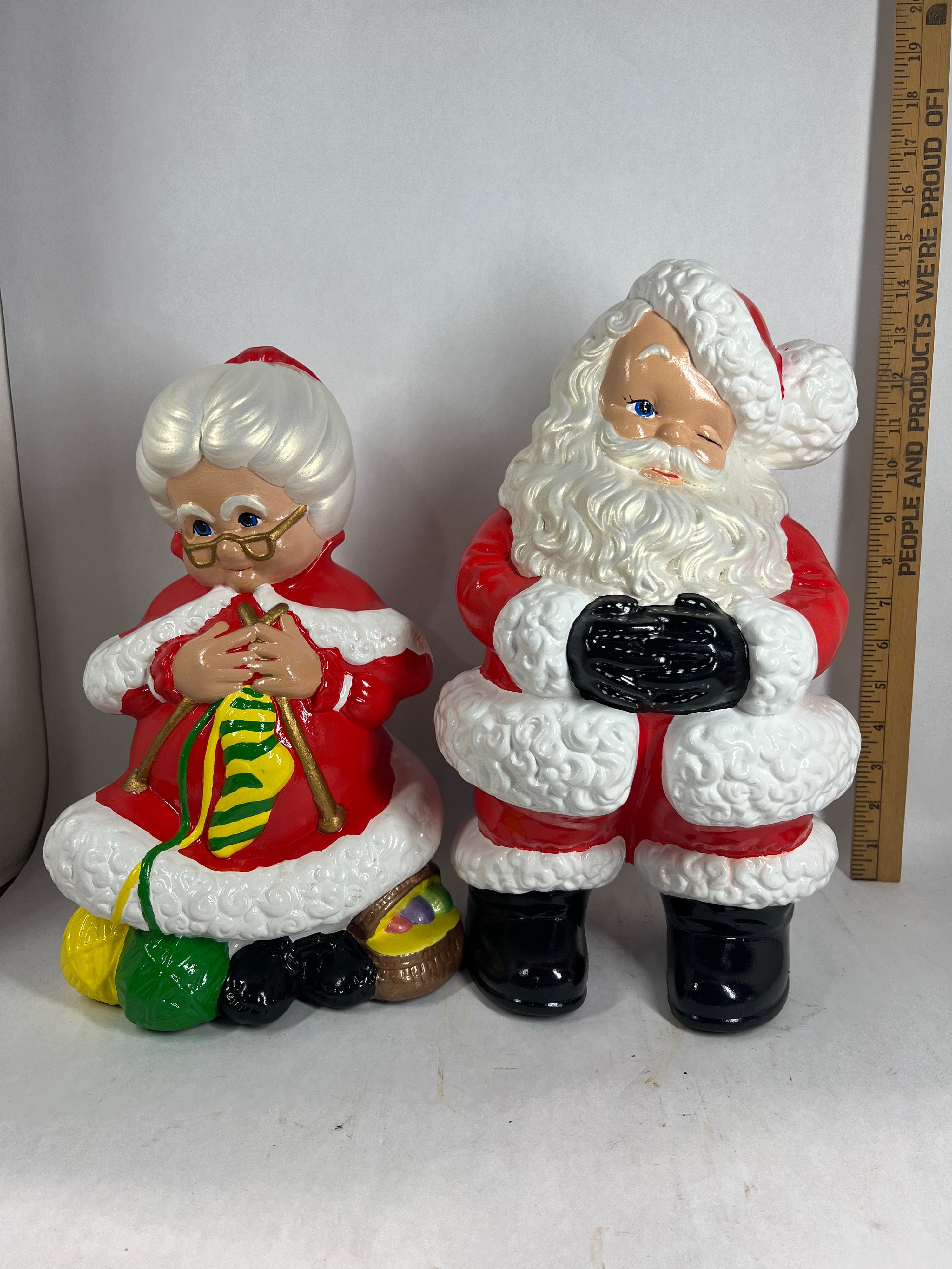 PAIR OF HAND-PAINTED CERAMIC CHRISTMAS FIGURINES