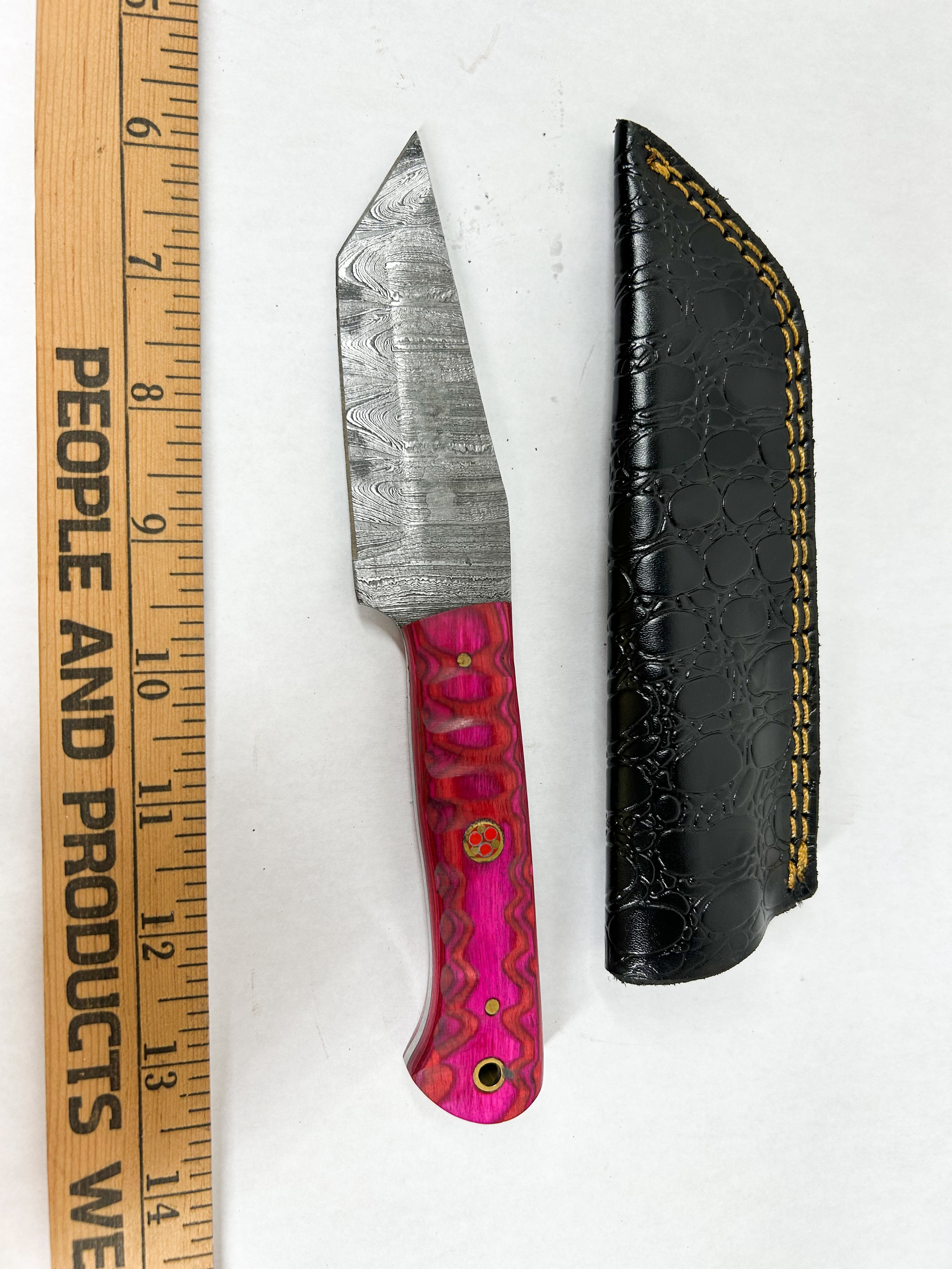 DAMASCUS STEEL AND STABILIZED WOOD KNIFE