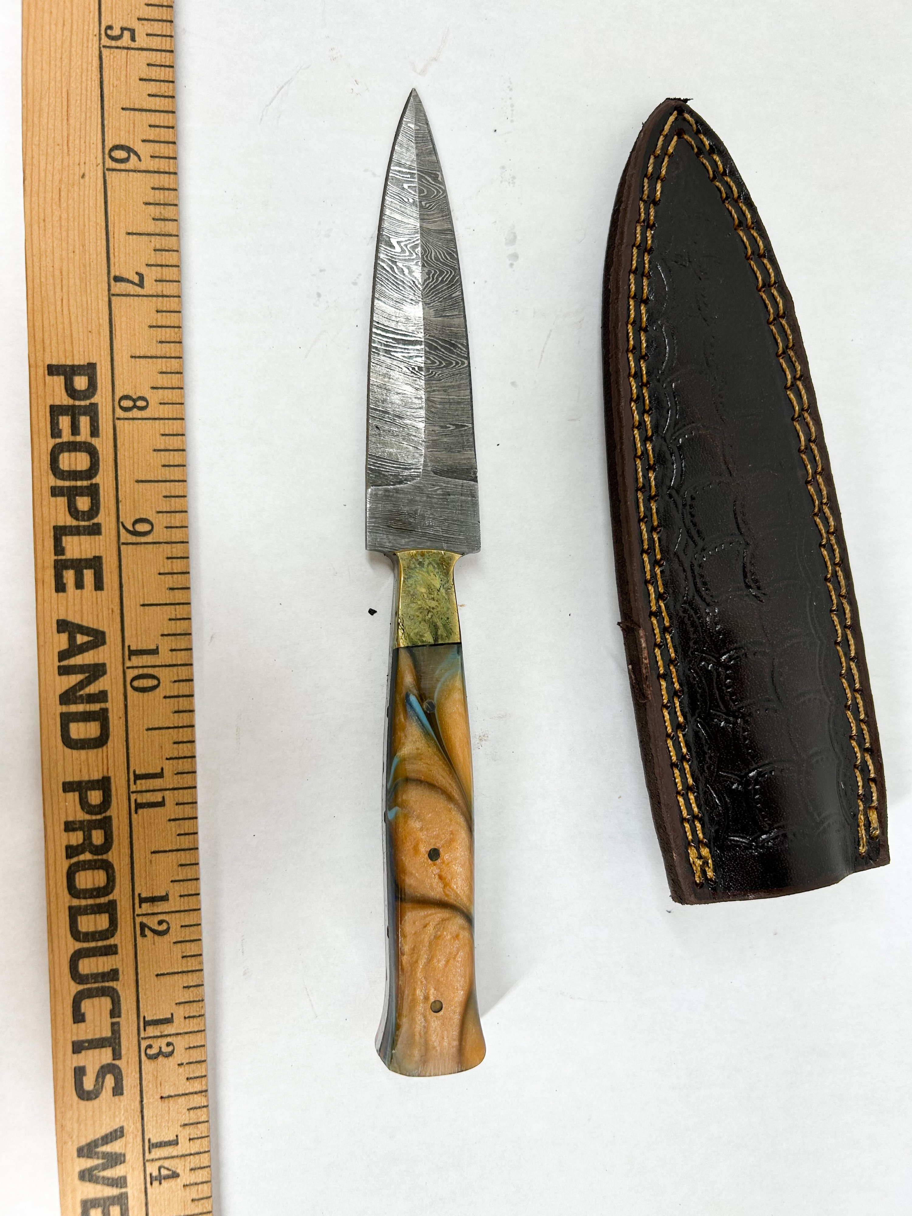 DAMASCUS STEEL DAGGER WITH ACRYLIC HANDLE