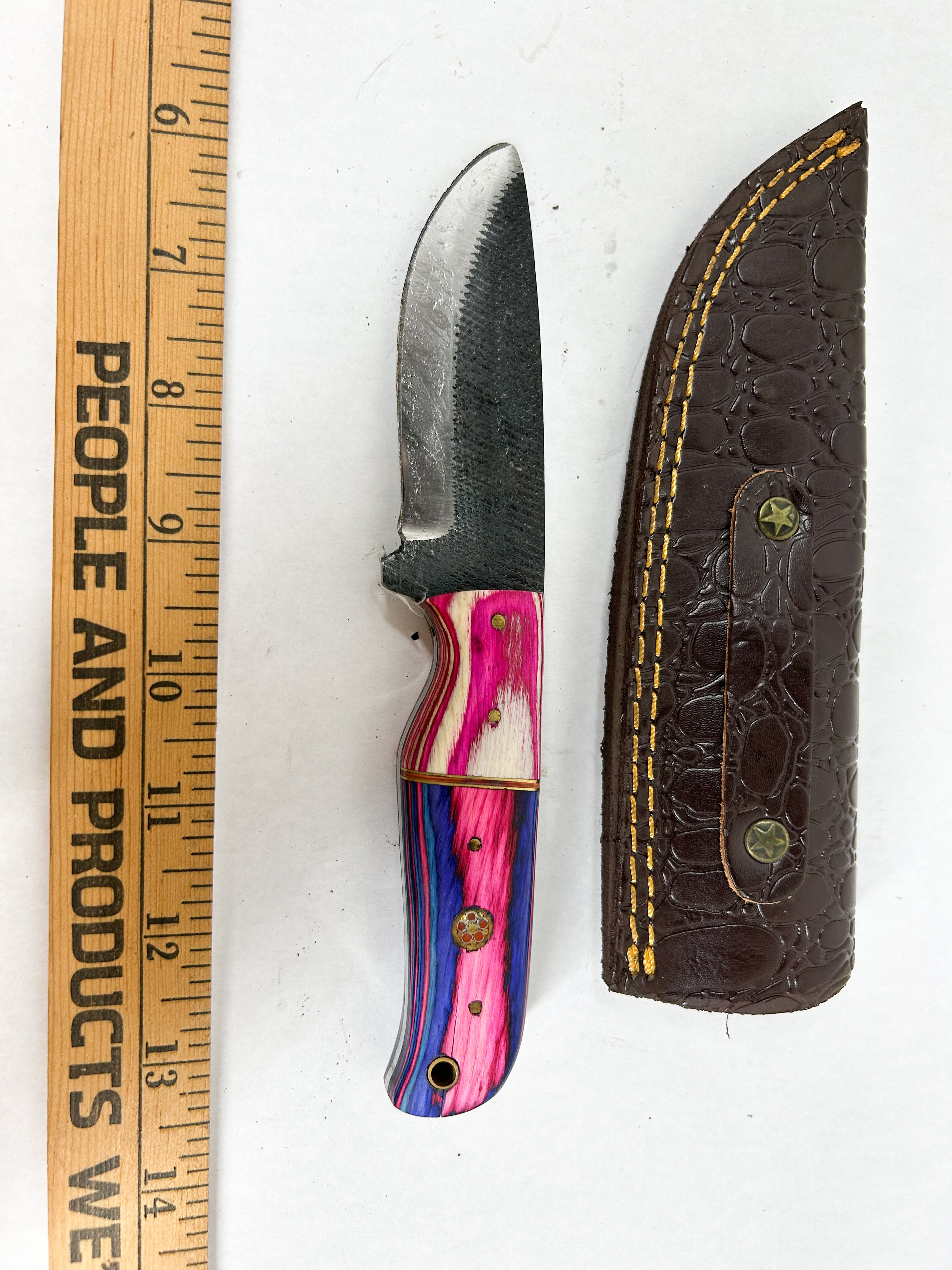 DAMASCUS CUSTOM FILE STEEL HUNTING KNIFE