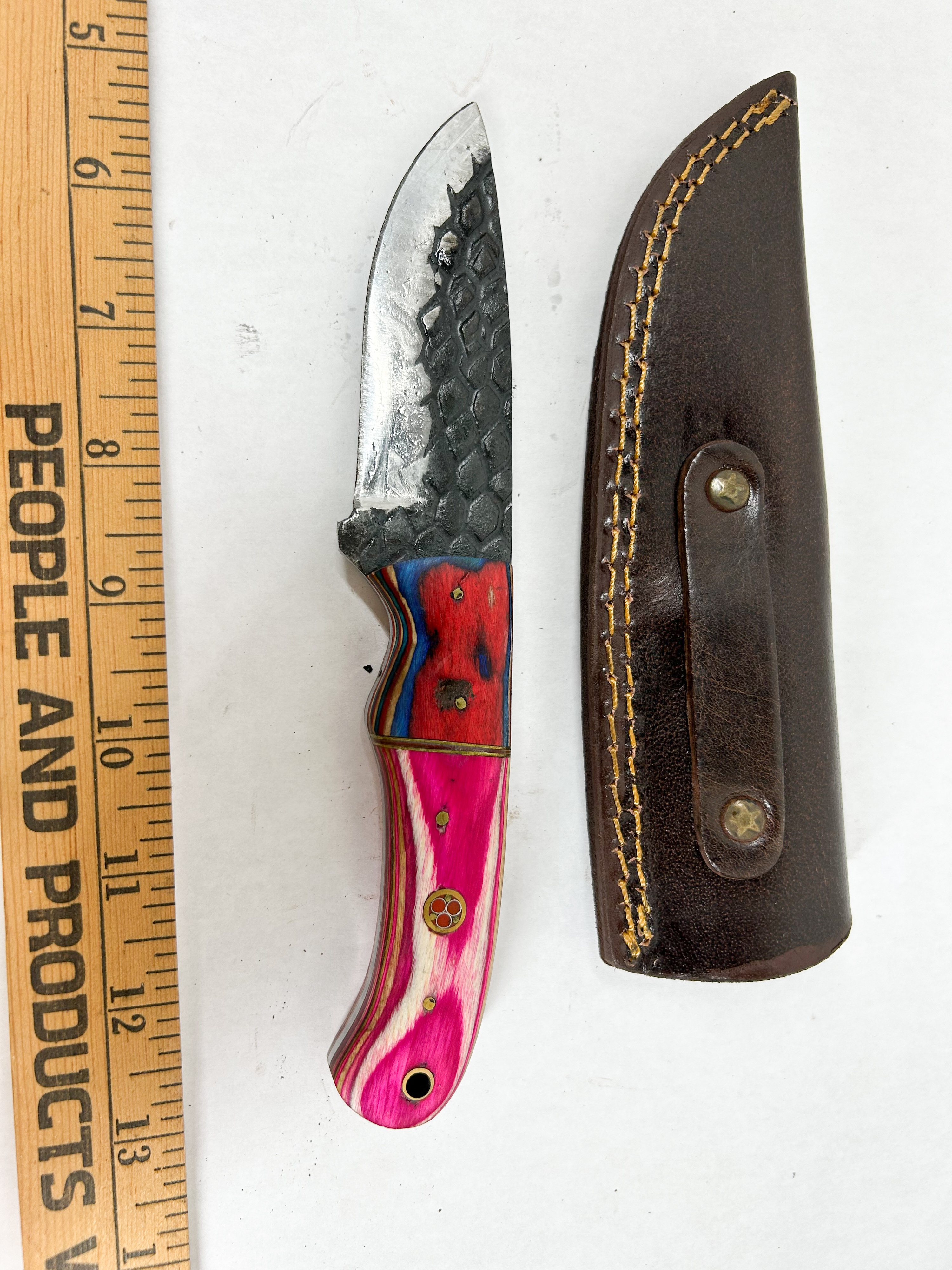 DAMASCUS CUSTOM FIXED BLADE KNIFE WITH HANDLE