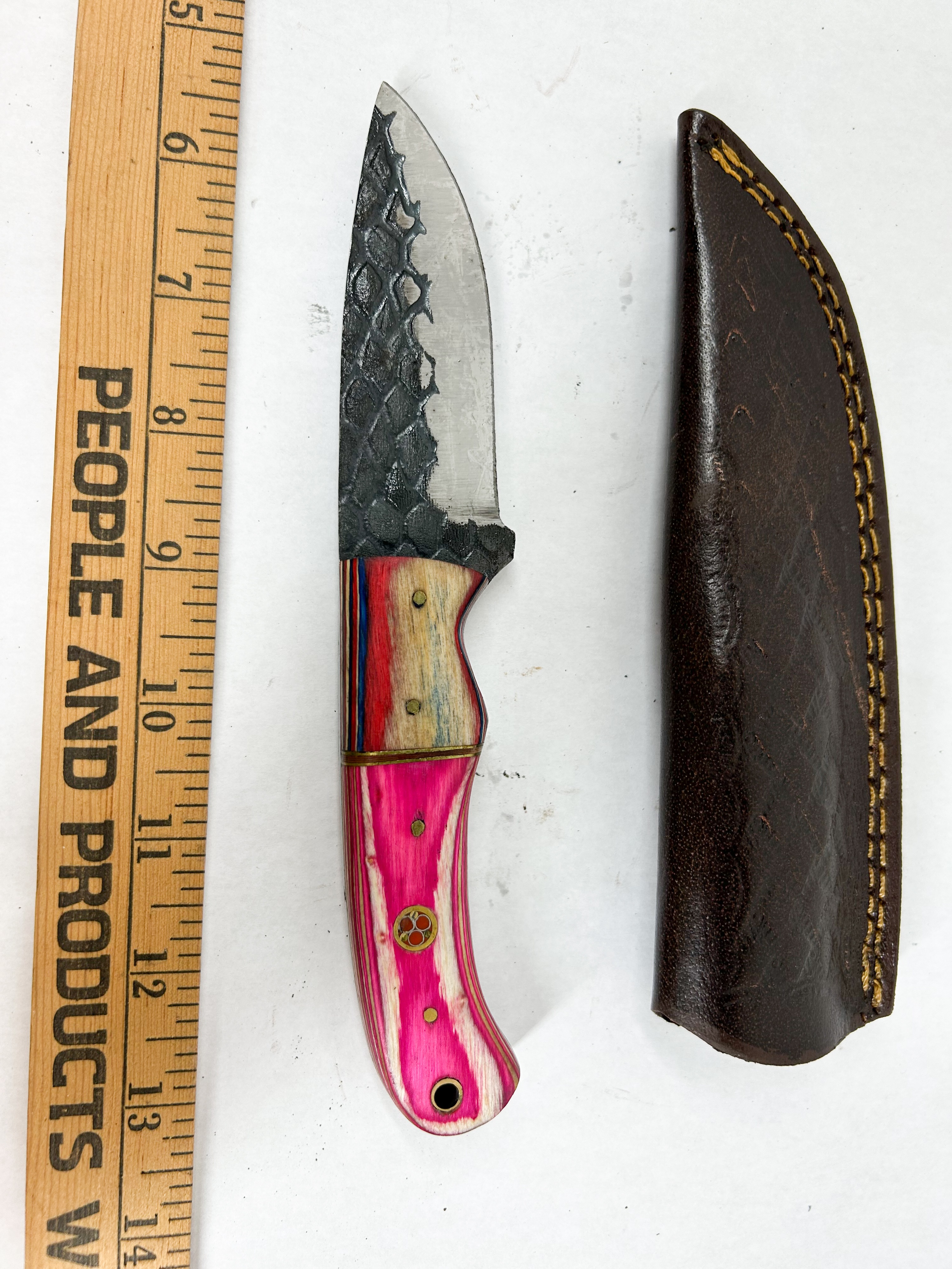 DAMASCUS CUSTOM FIXED BLADE KNIFE WITH HANDLE