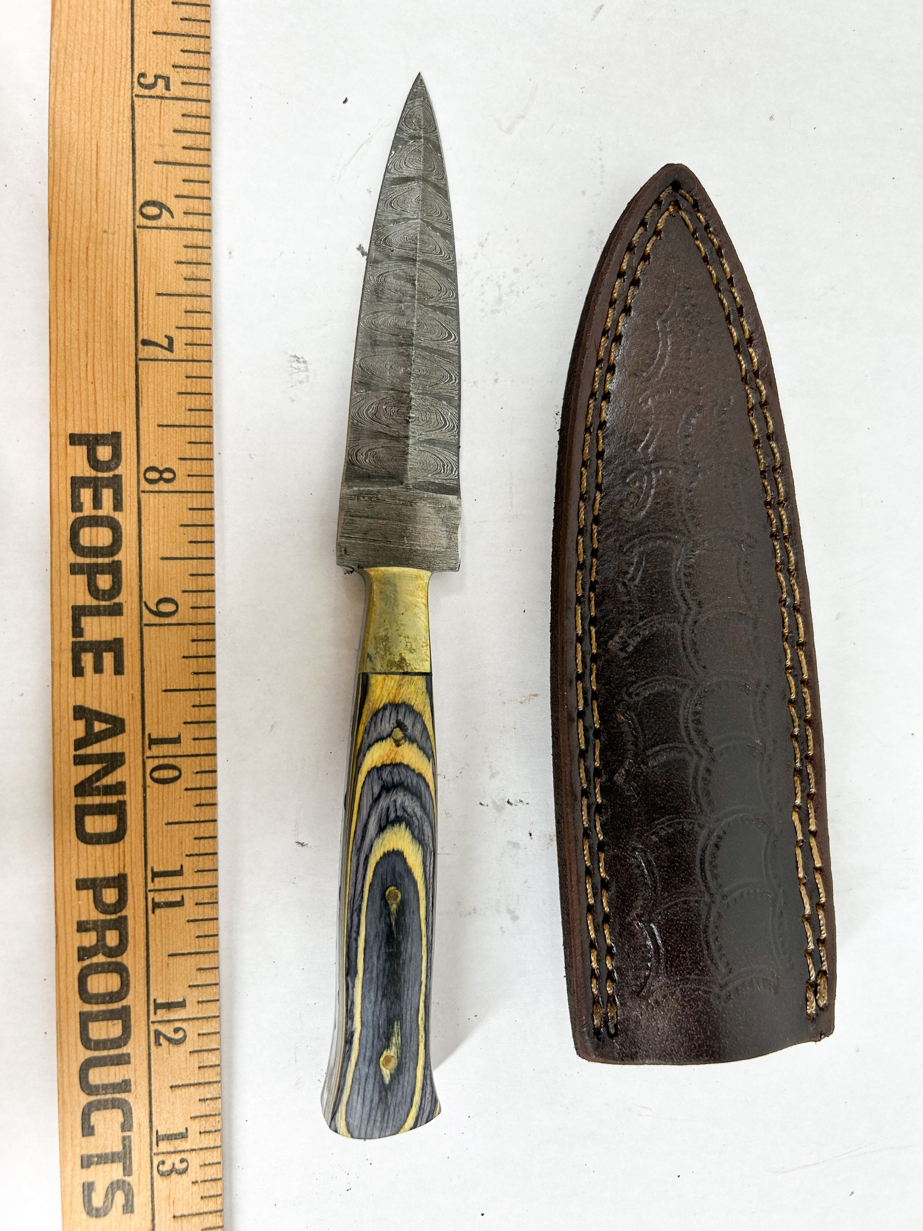 DAMASCUS STEEL AND PAKKAWOOD BOOT KNIFE