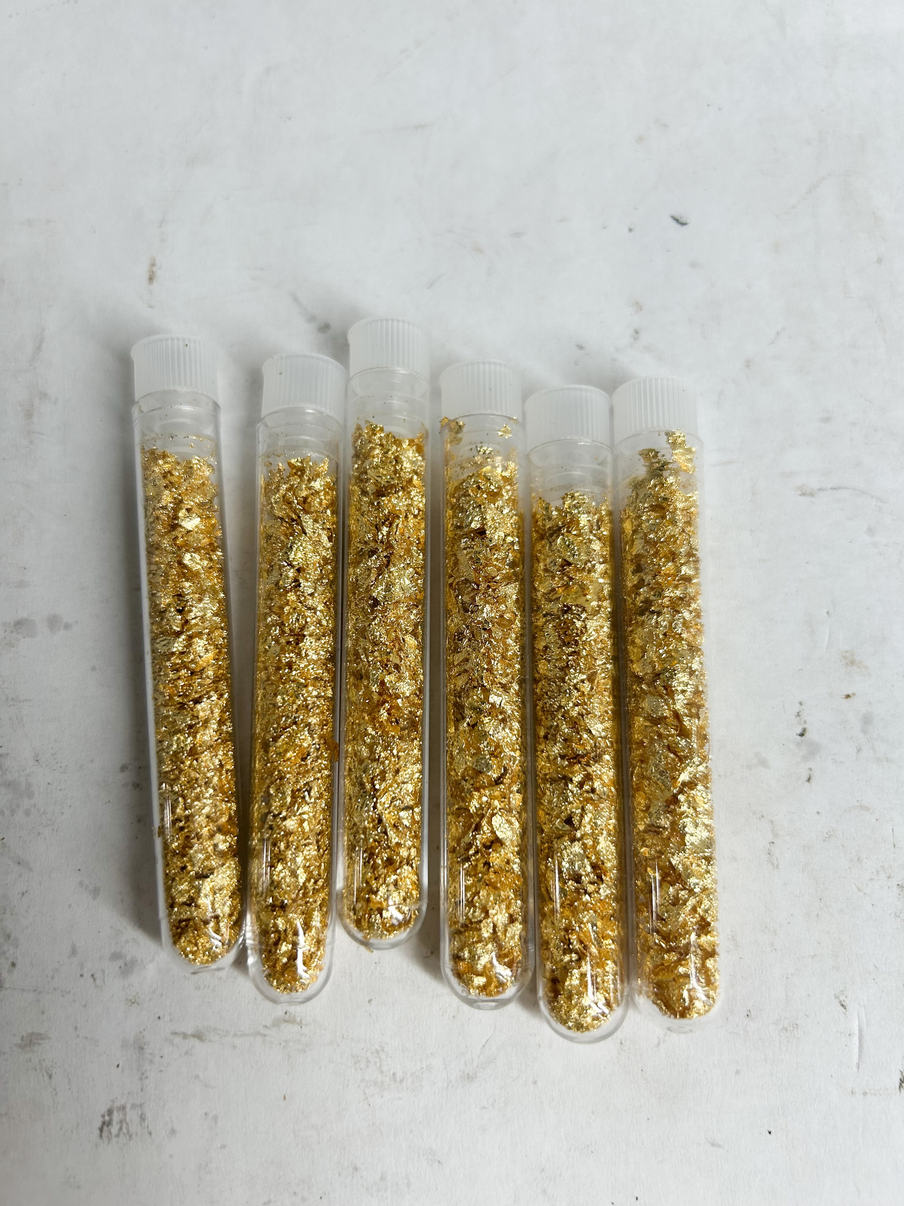 SET OF SIX GOLD LEAF VIALS