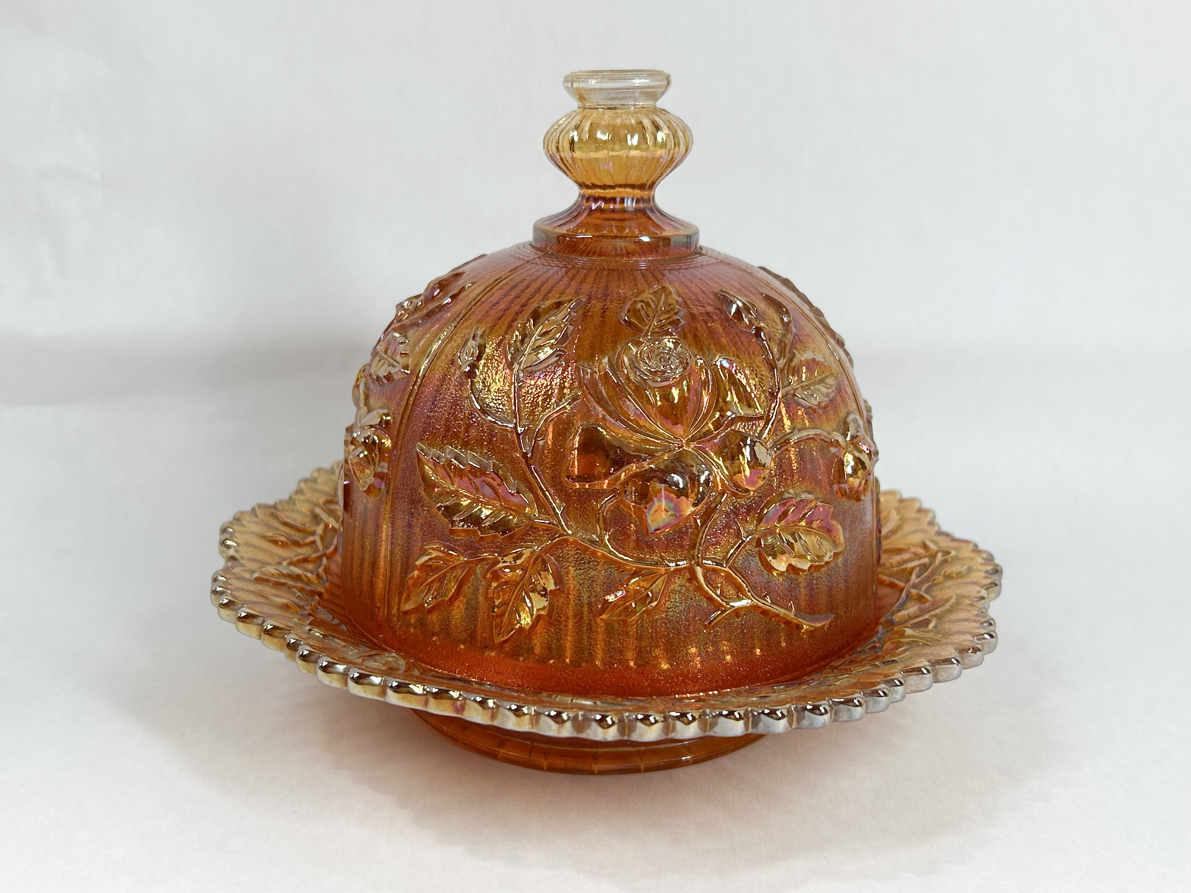 IMPERIAL LUSTRE ROSE BUTTER DISH