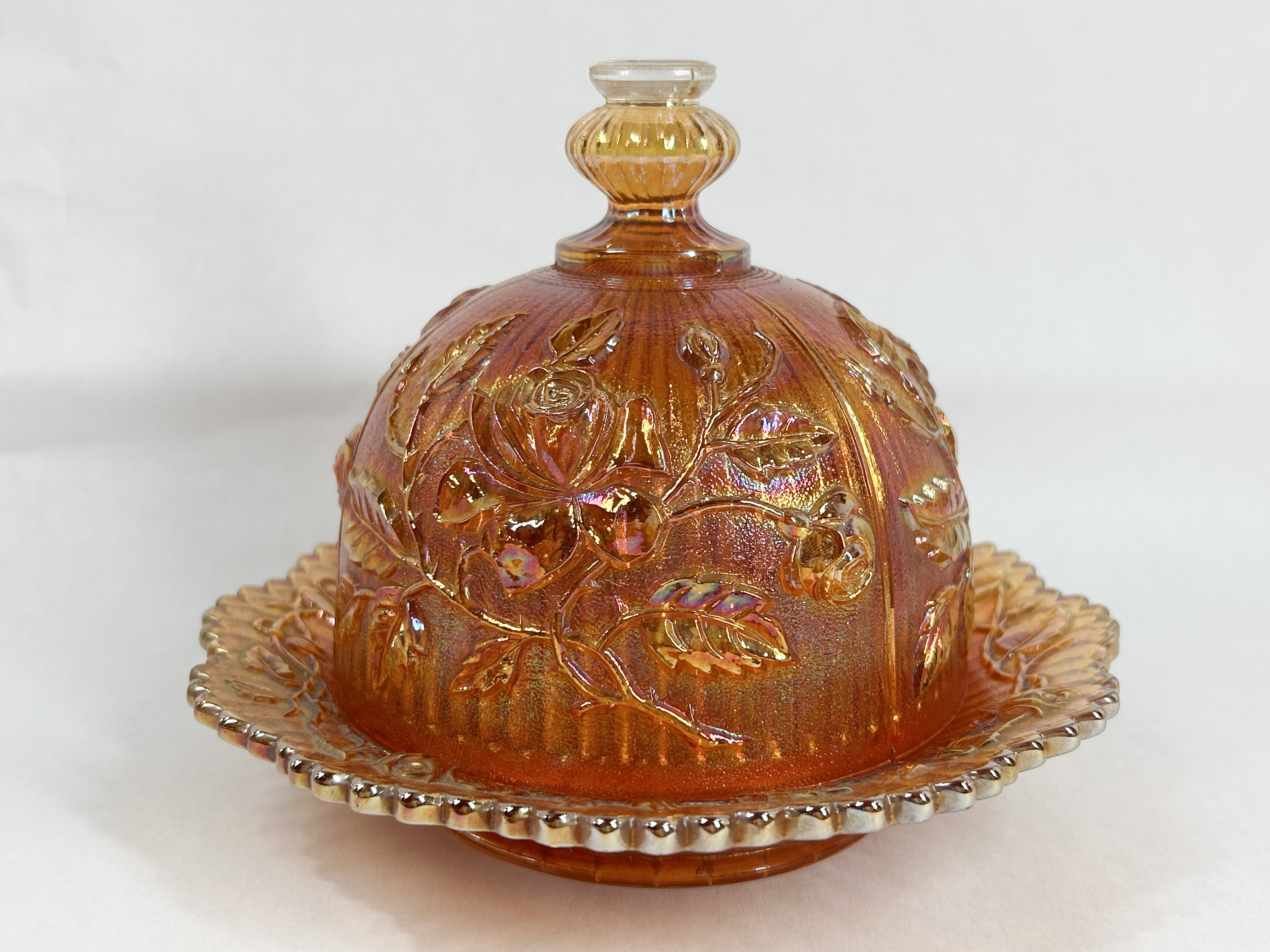 IMPERIAL LUSTRE ROSE BUTTER DISH