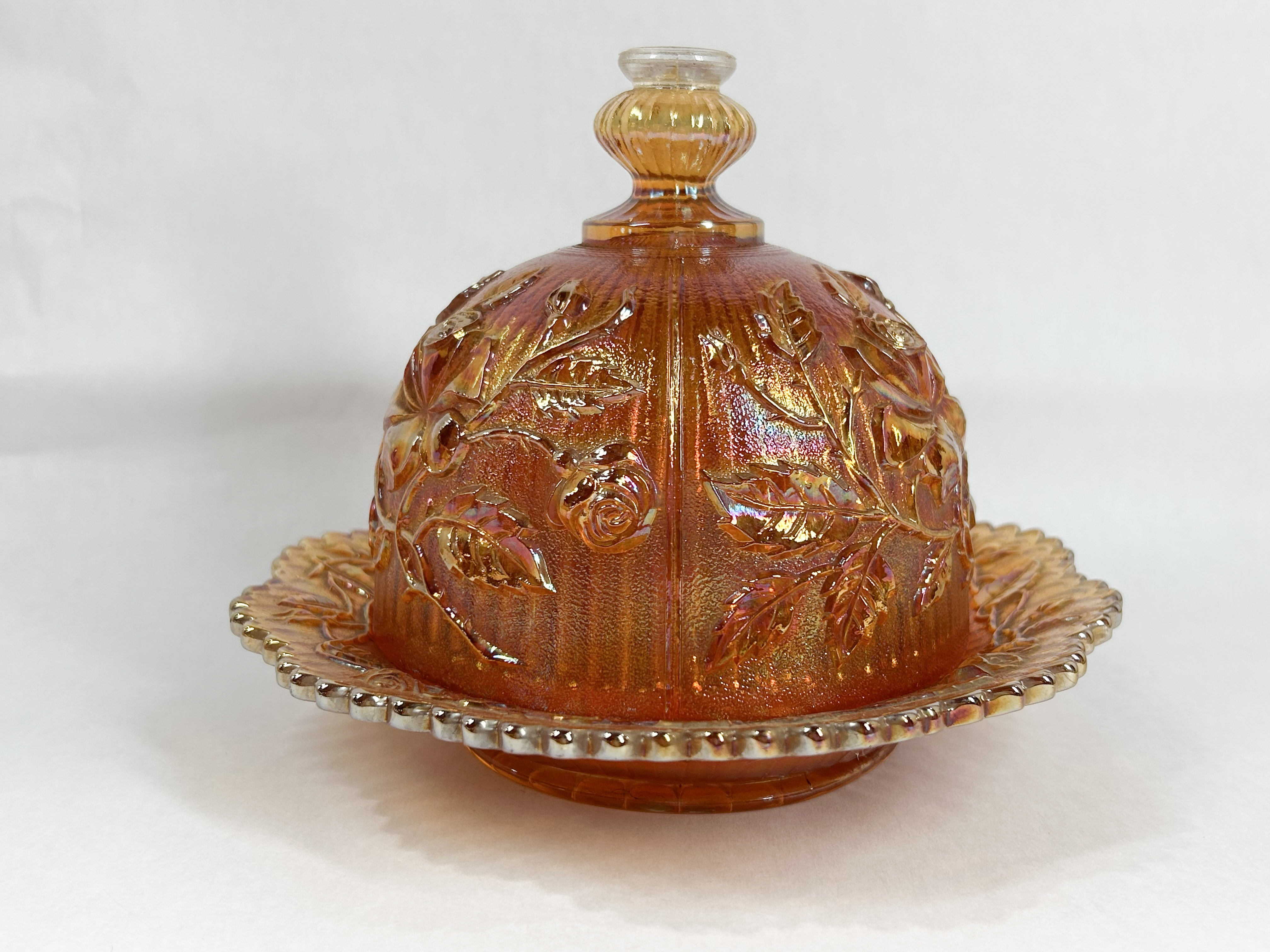 IMPERIAL LUSTRE ROSE BUTTER DISH
