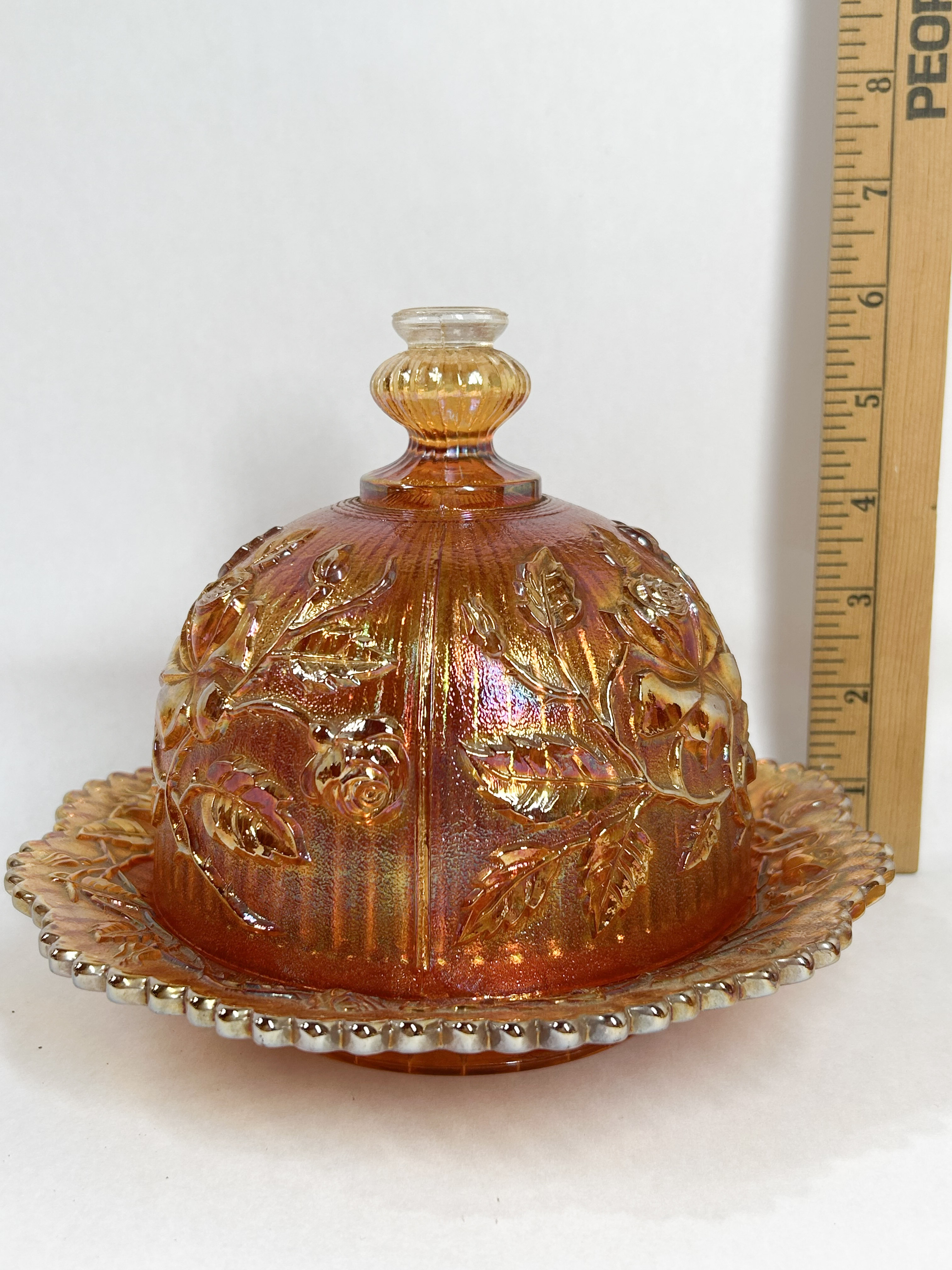 IMPERIAL LUSTRE ROSE BUTTER DISH