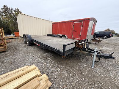 METAL CAR TRAILER W/ WINCH. 84" WIDE 20FT LONG