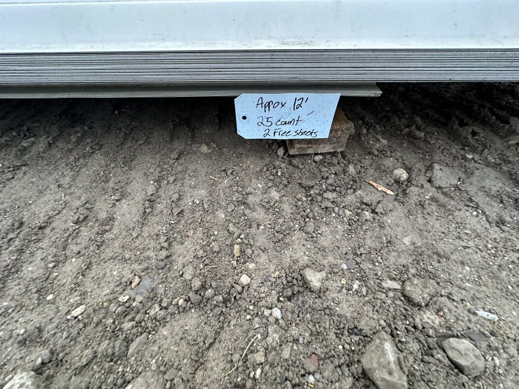WHITE METAL ROOFING APPROX 12'