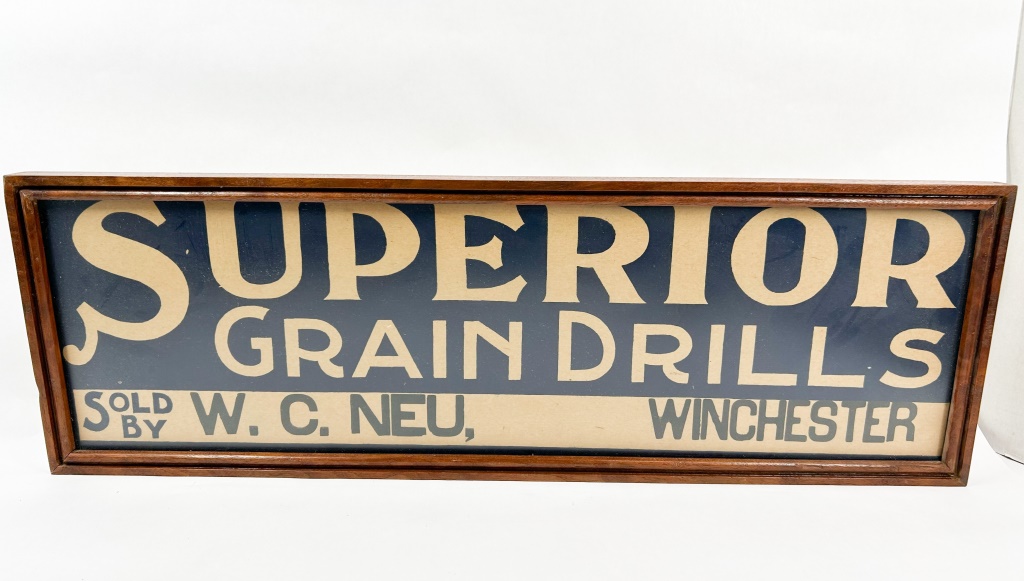 Vintage Framed Superior Grain Drills Sign