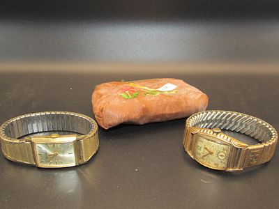 2 Vintage Pocket Watches; Westhall 17 Jewels SWISS, and Bulova and Vintage Coin 