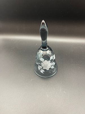 Vintage Fenton Hand Painted and Signed Blue Glass Bell; with Flowers 4.5" Condition Yes, we 