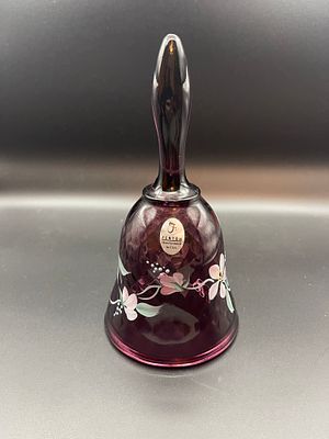 Vintage Fenton Amethyst Hand Painted and Signed Glass Bell 7" Condition Yes, we will ship this 