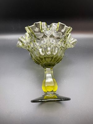 Vintage Fenton Avocado Thumbprint Compote. Approx 6" Tall Condition Yes, we will ship this item 