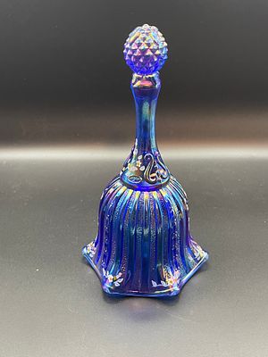 Vintage Fenton Cobalt Carnival Faberge Bell Hand Painted and Signed by Artist Condition Yes, we 