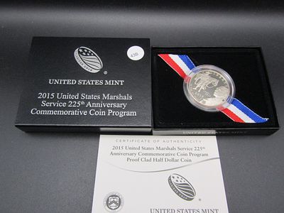 2015 Proof US Mint 225th Anniversary US Marshall Service Commemorative Half Dollar, OGP, COA. 20 