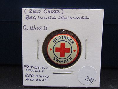 WWII American Red Cross Beginner Swimmer Union Made Steel Pin Condition Yes, we will ship this 