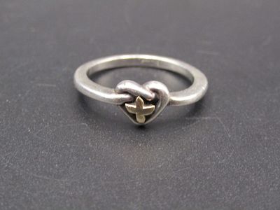 Vintage Sterling Silver Heart and Cross Ring, Size 5.5-6. Condition Yes, we will ship this 