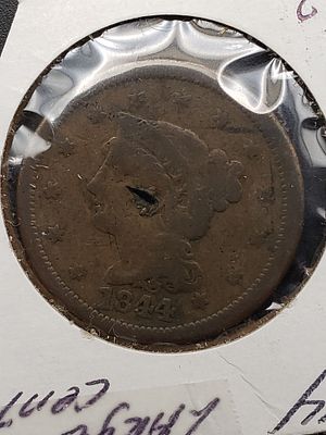 1844 Braided Hair Large Cent, Holed Condition Yes, we will ship this item. We offer in-house 