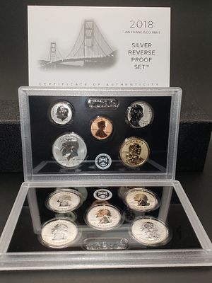 2018-S San Fransico Mint Silver Reverse Proof Set, OGP and COA, 7-90% Silver Coins, TOUGH 
