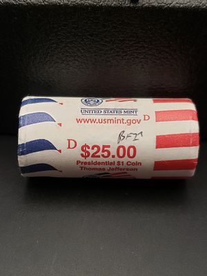 US Mint $25 Roll of Thomas Jefferson Presidential Dollars, Mint Wrapped Condition Yes, we will 