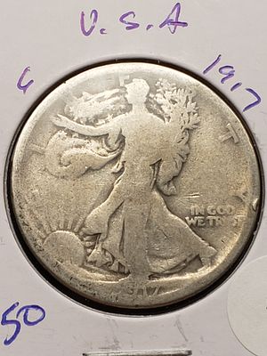 1917 Silver Walking Liberty Half Dollar - Better Teen Date!. 1917 Silver Walking Liberty Half 