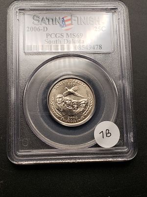 2006-D South Dakota Washington Quarter, PCGS MS69 Satin Finish Condition Yes, we will ship this 