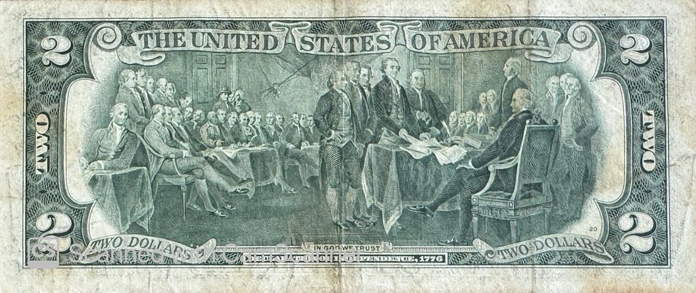 שטר בערך נקוב של 2 דולר ארה"ב, שבורך על ידי האדמו"ר רבי מנחם מנדל שניאורסאהן מליובאוויטש 